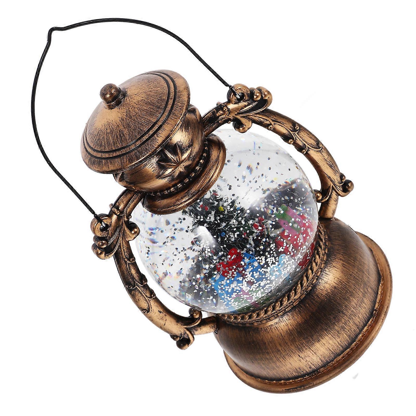 Snow Globe Christmas Lights LED Lighted Christmas Lantern Indoor Holiday Decorations Multi Material Battery Powered 1Set