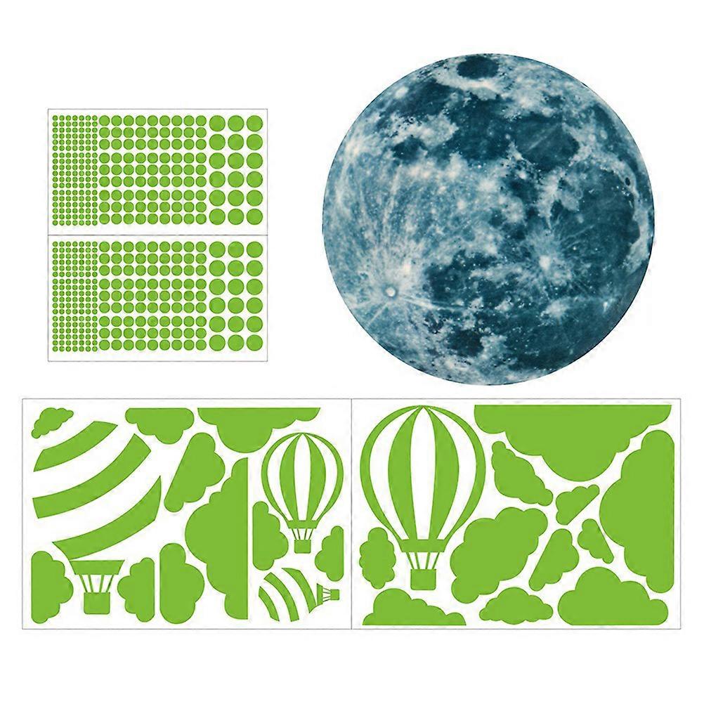 Luminous Sticker PVC Moon Cloud Hot Air Balloon Wall Sticker 4 Sheets