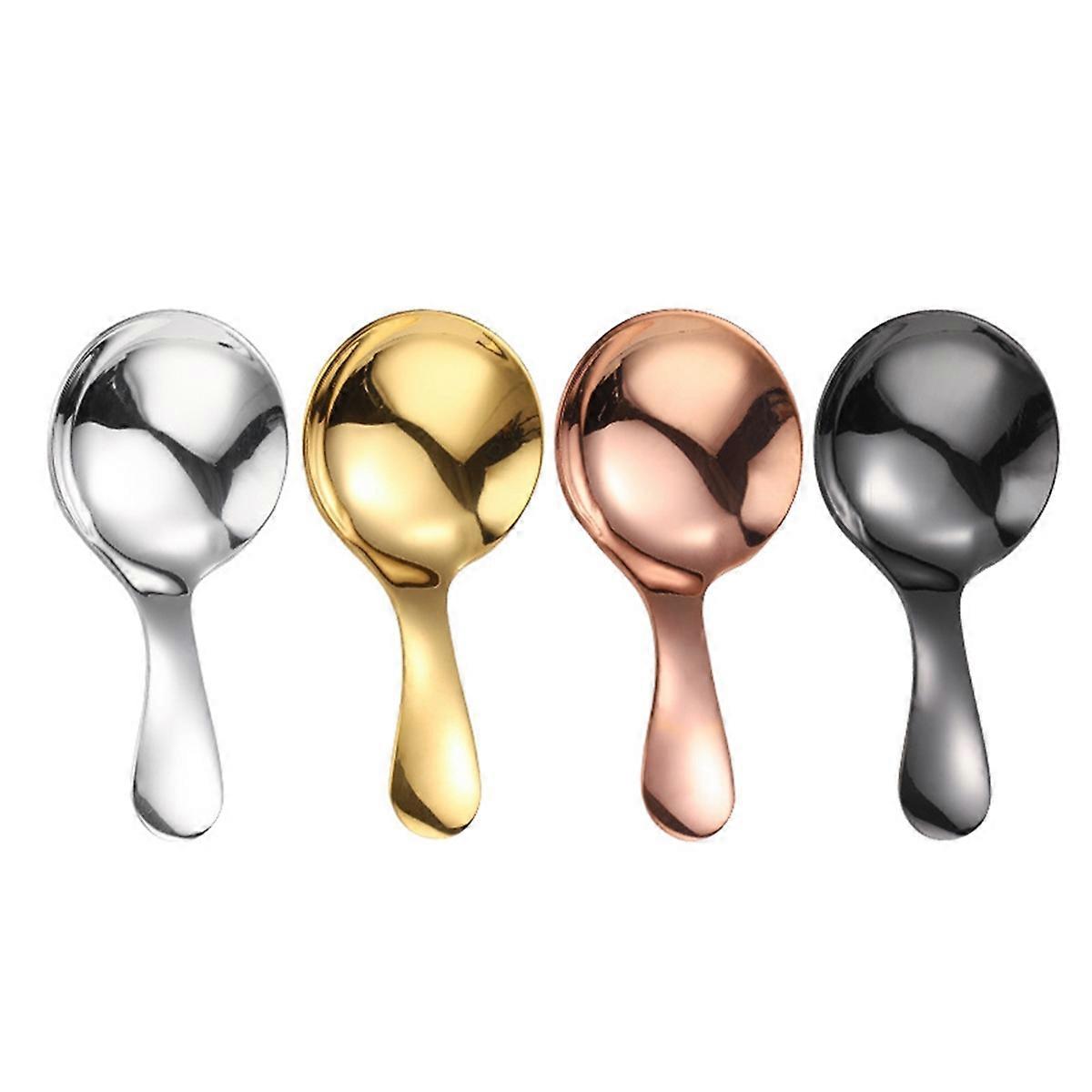 Total of 4 Pcs Short Handle Spoons for Salt Sugar Condiments Coffee