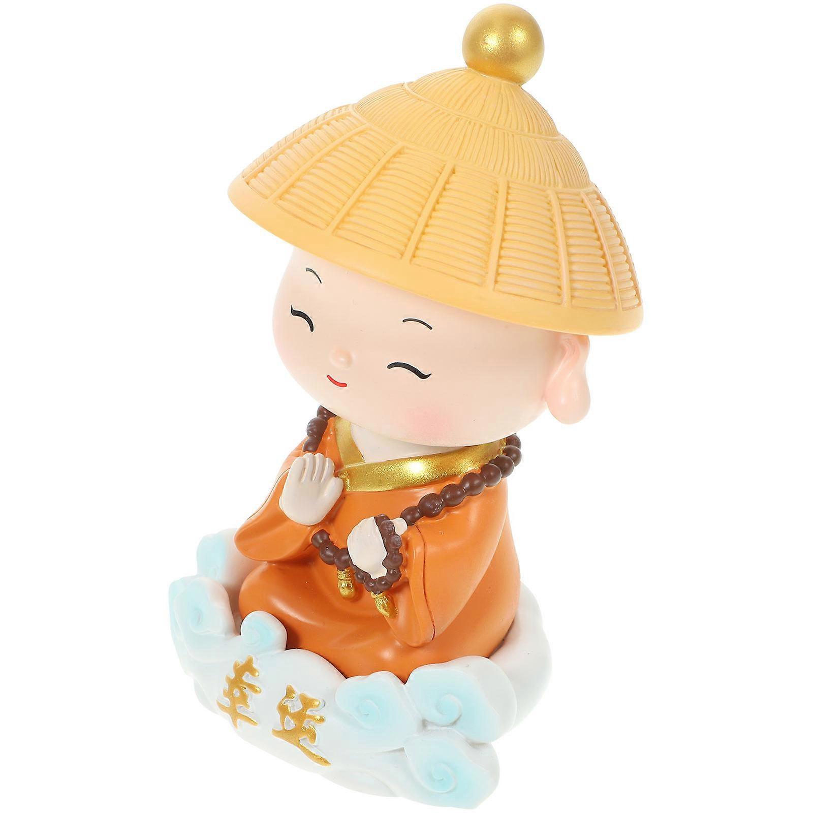 Car Dashboard Monk Figure Decor Cloud Patterned Resin Ornament Lucky Charm 1Pack