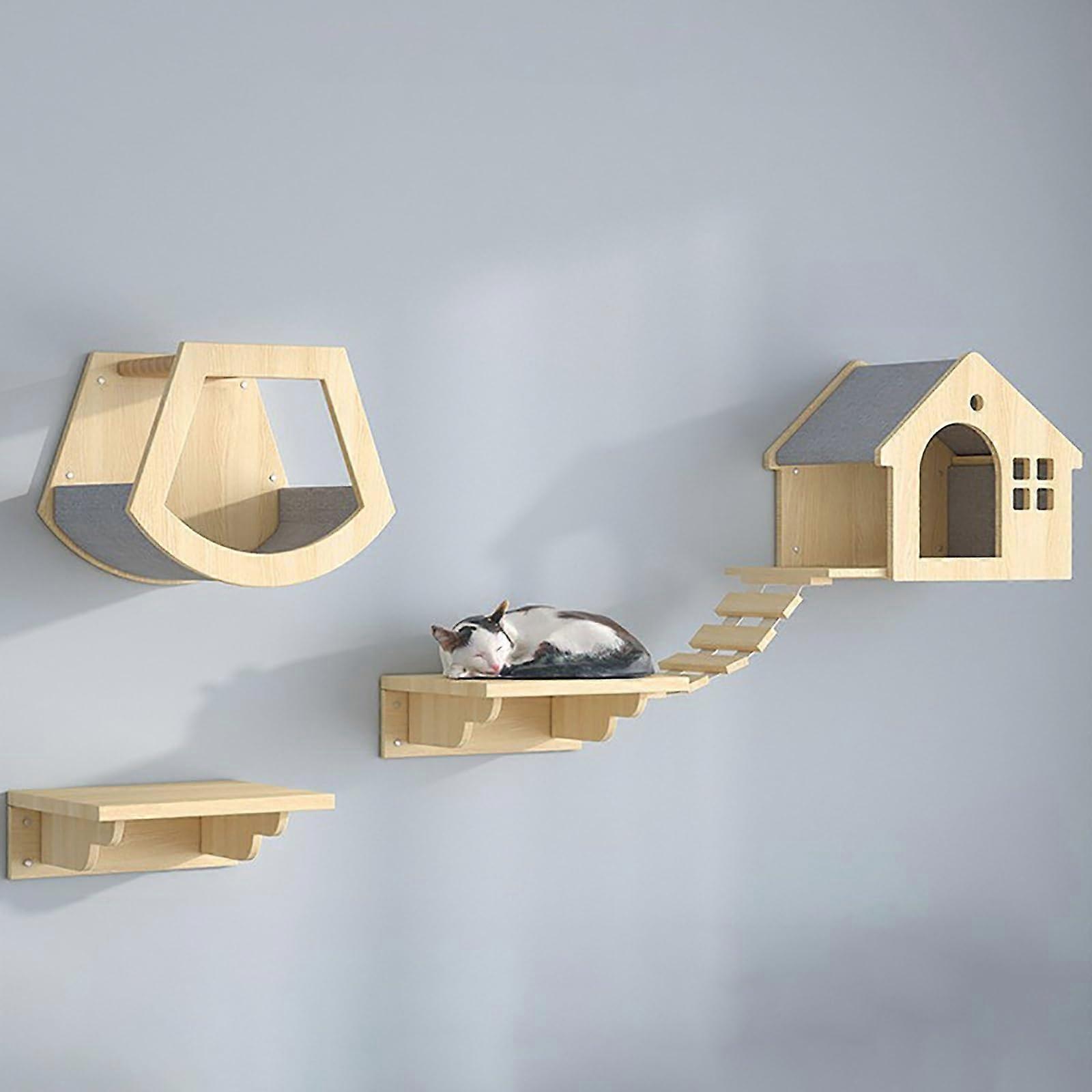 Cat Tree Wall Cat Shelves, Cat Shelf With Ladder And Cat House, DIY Cat Wall Playground, SpaceSaving 34x24 cm (13x9 in)