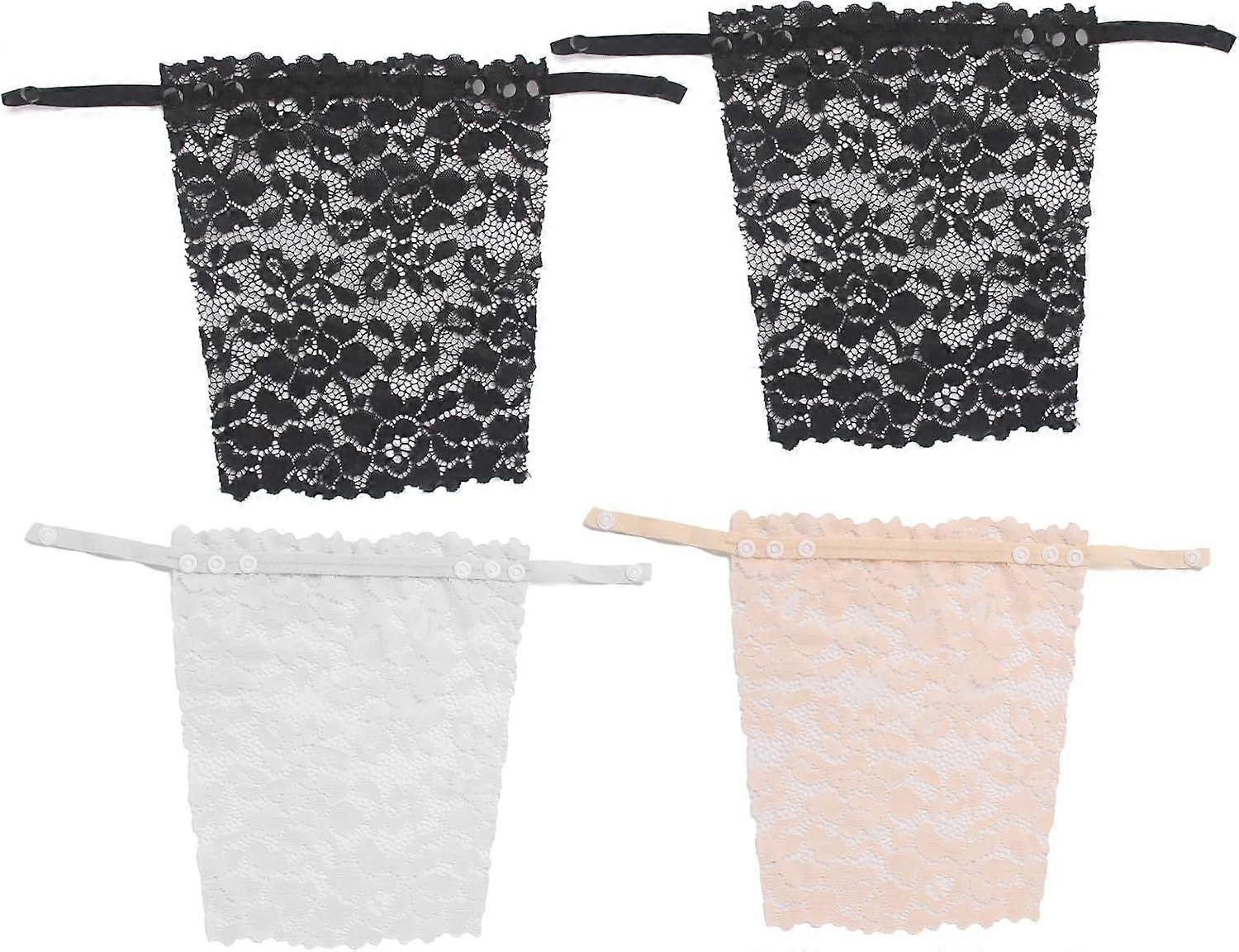 4 PCS Modesty Panels for Low Cut Tops Lace Insert Silky Lace Inserts Camisole Bra Insert for Women Vests Clip-On Mock Camisole Bra Insert Modesty Pane