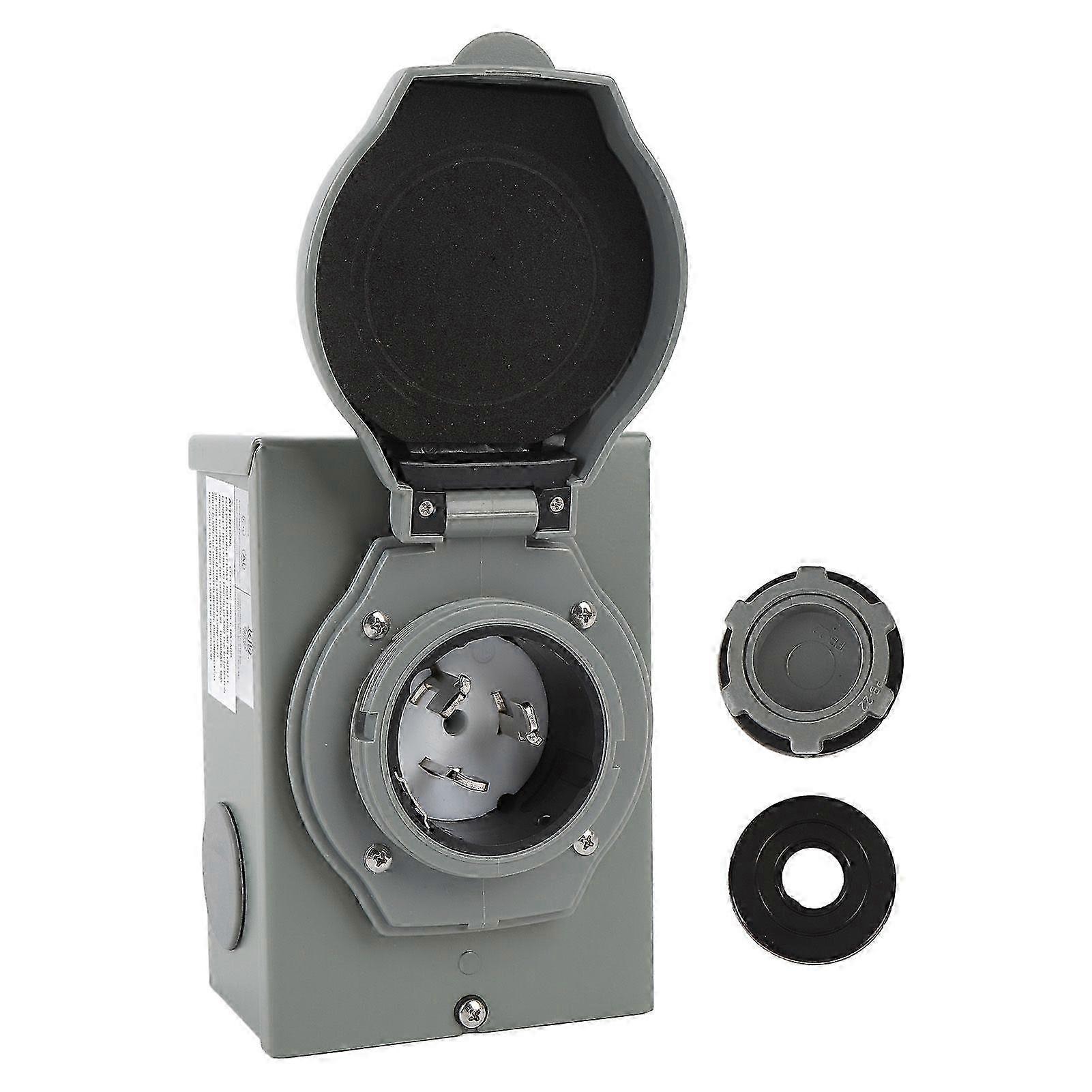 50 Amp RV Inlet Box 125V 250V Water Resistant Dust Proof Electrical Power Enclosed Inlet Box for Campervan Trailer Motorhome