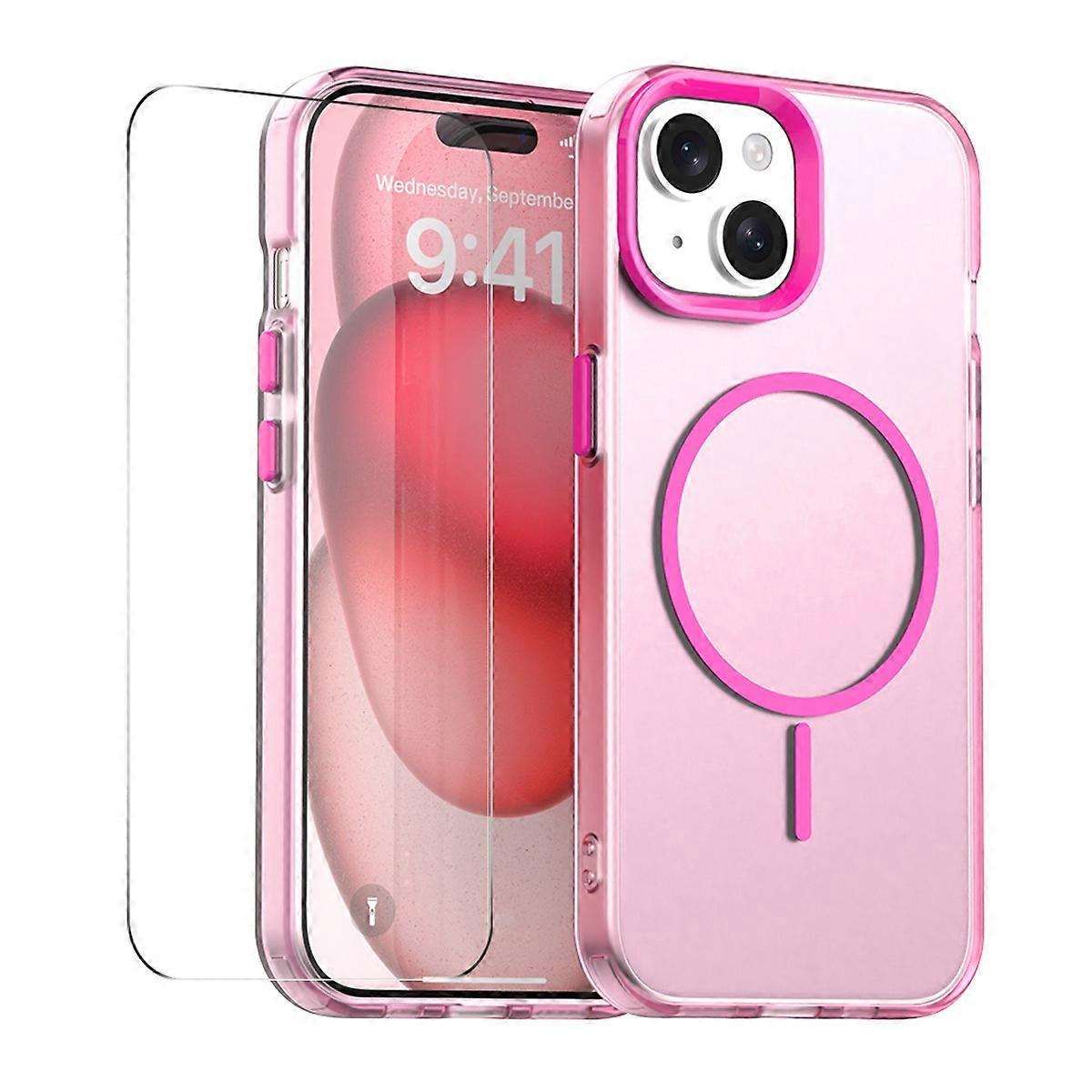 For iPhone 14 Plus Case with 9H Tempered Glass ENKAY HAT PRINCE PC TPU Phone Cover Compatible with M