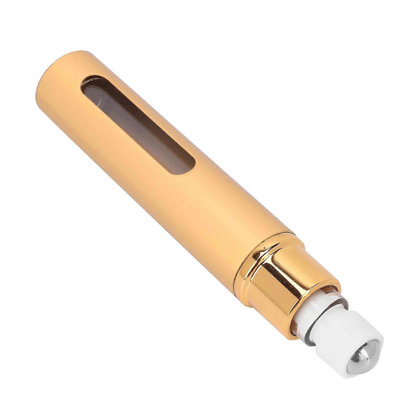 Mini Refillable Perfume Bottle Alumite Visible Portable Leakproof Empty Roll On Bottle 10mlGold 