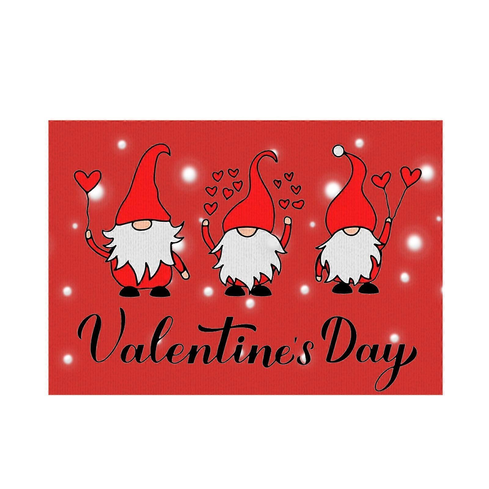 Valentine's Day Floor Mat 40x60cm, Red Edging, Holiday Decoration Carpet, Dwarf Door Mat, Compatible with A, 1pc