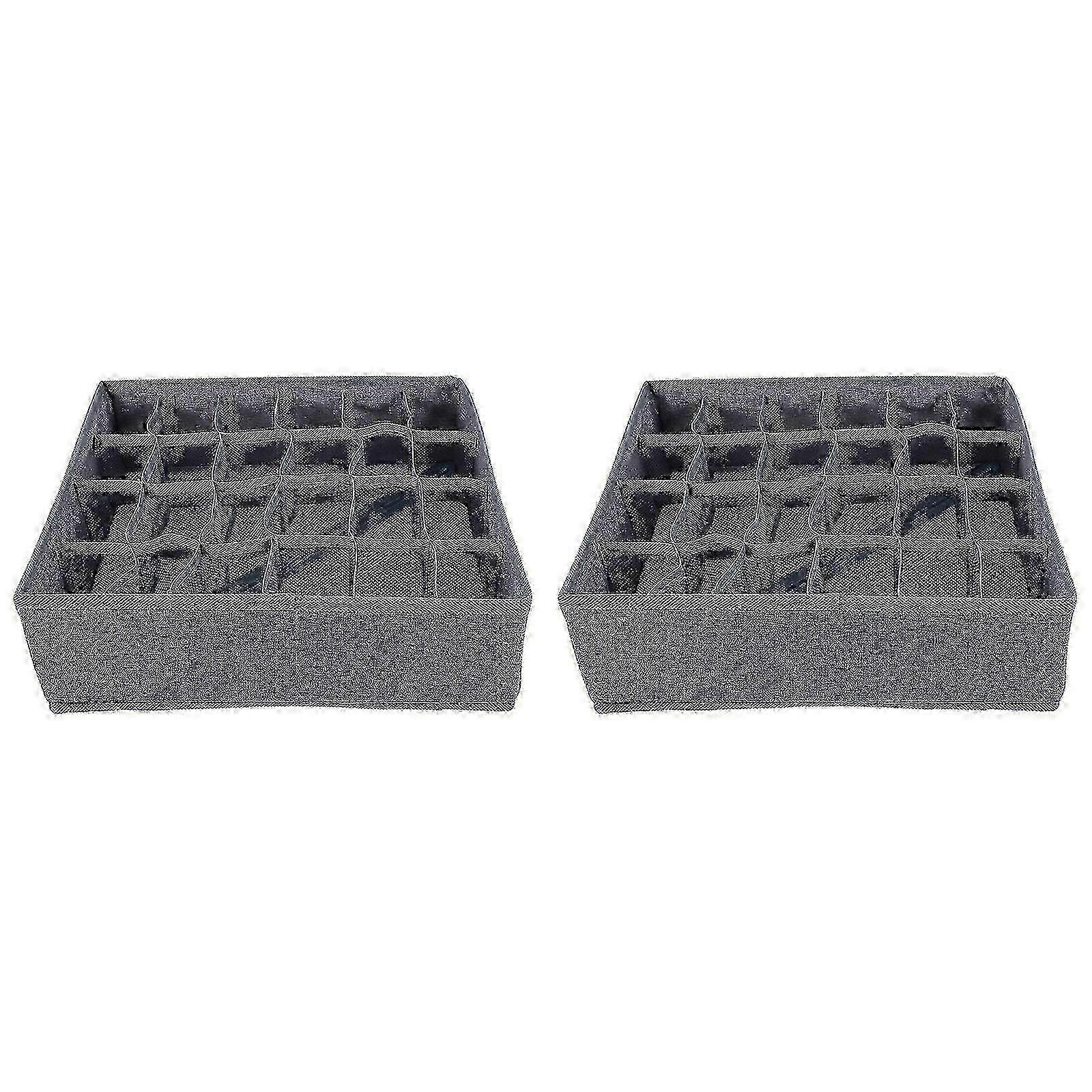 2pcs Drawer Organizers Dividers Socks Storage Case 24 Grids Socks Container miao4