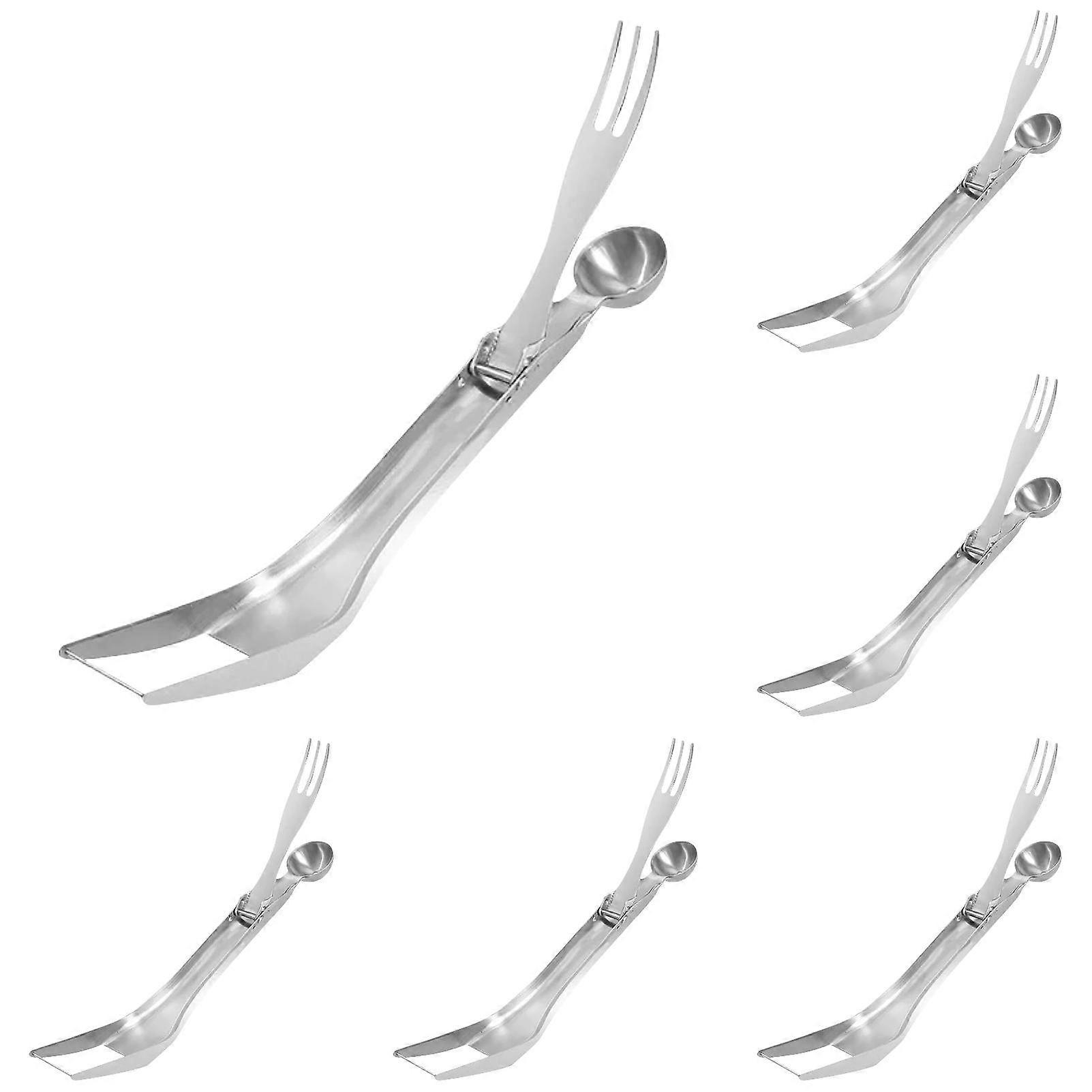 6PCS Watermelon Fork Slicer Cutter, Stainless Steel Fruit Fork Tool Portable for Home Party Camping, Compatible with Melon & Fruit Serving