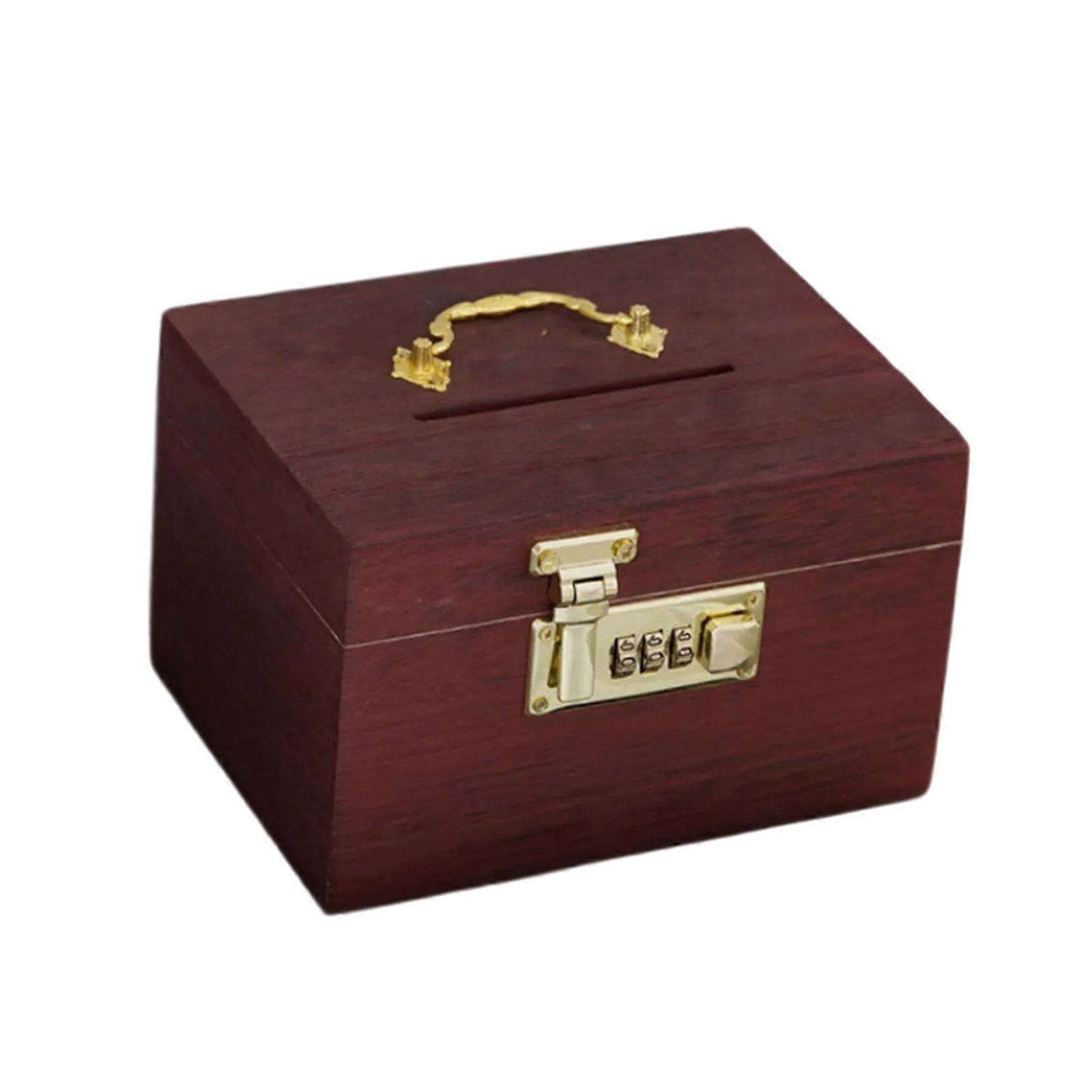 Elegant Rectangular Wood Organizers Vintage Locking System Multipurpose Storage Box Home Desk Decorative Container  XS