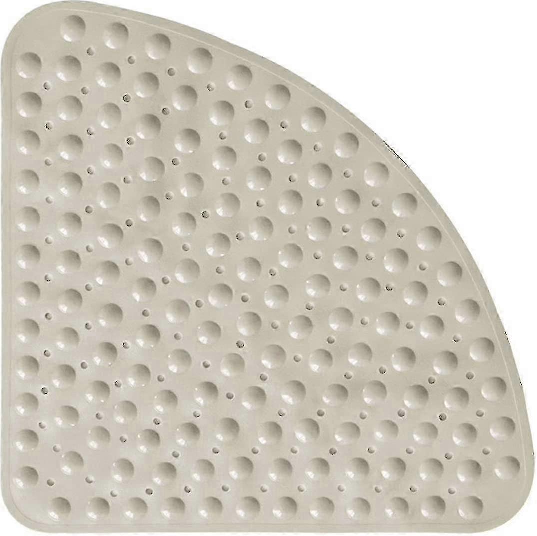 Rubber corner shower mat for anti-slip protection, quadrant bath mat with suction cups, 54x54cm