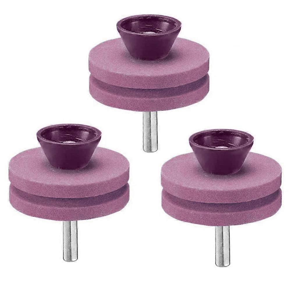 Corundum Lawn Mower Cutter Sharpener Grindstones 3Pcs Double Layer Set For Power Hand Drill Pink