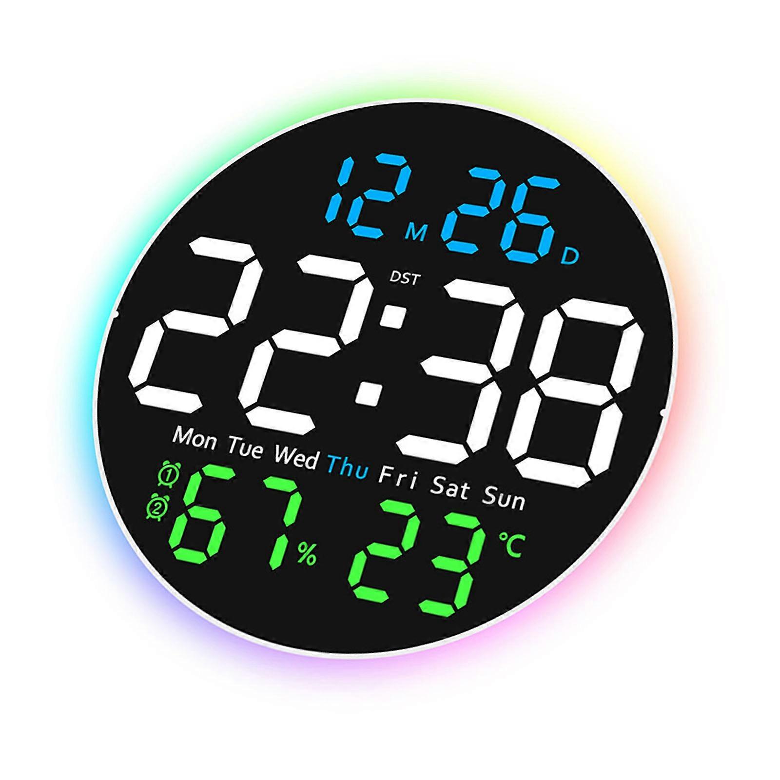 10Inch Digital Wall Clock Remote Controlled 2 Alarms Large LED Display 10 Brightness For Home Office Bedroom Decoration Multicolor
