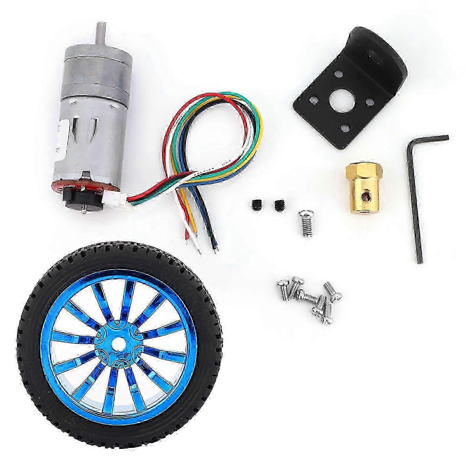 DIY Encoder Gear Motor with Mounting Bracket 65mm Wheel Kit for Smart Car Robot DC12V(500RPM)