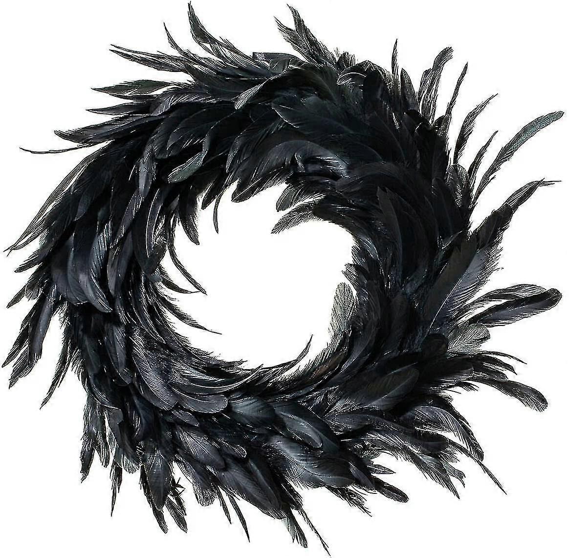 18 Inch Black Feather Wreath