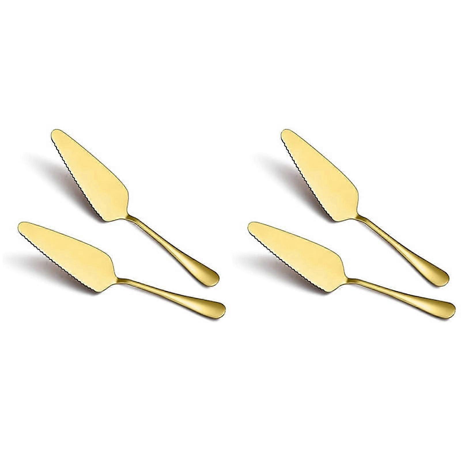 Golden Cake Pie Server, Wedding Cake Knife and Server Set,4 Pieces