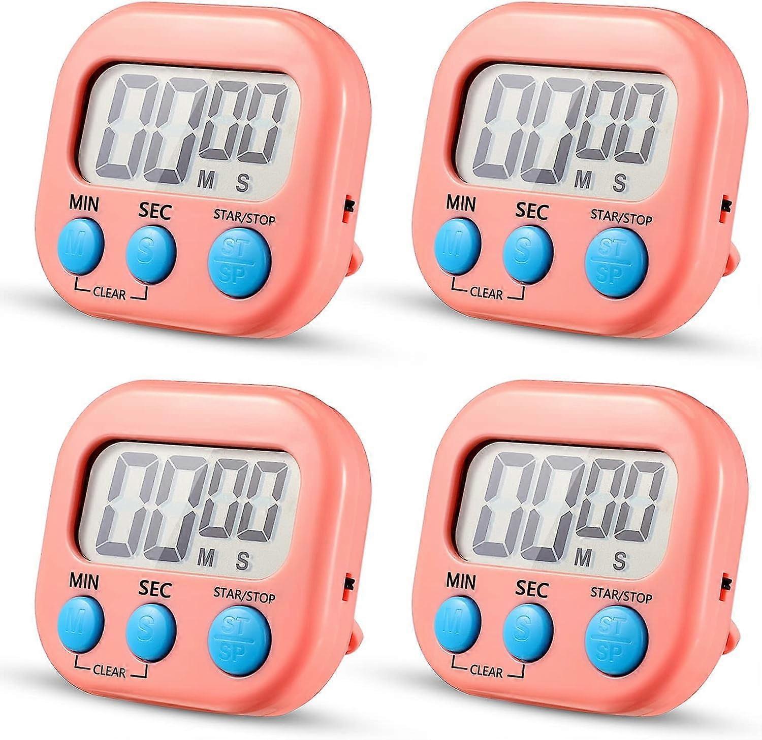LINLIN 4 Pack Multi-Function Electronic Timer -Silent Switch Countdown Timer Extensively Use in Break Time, Cooking,Gym, Meeting, Classroom