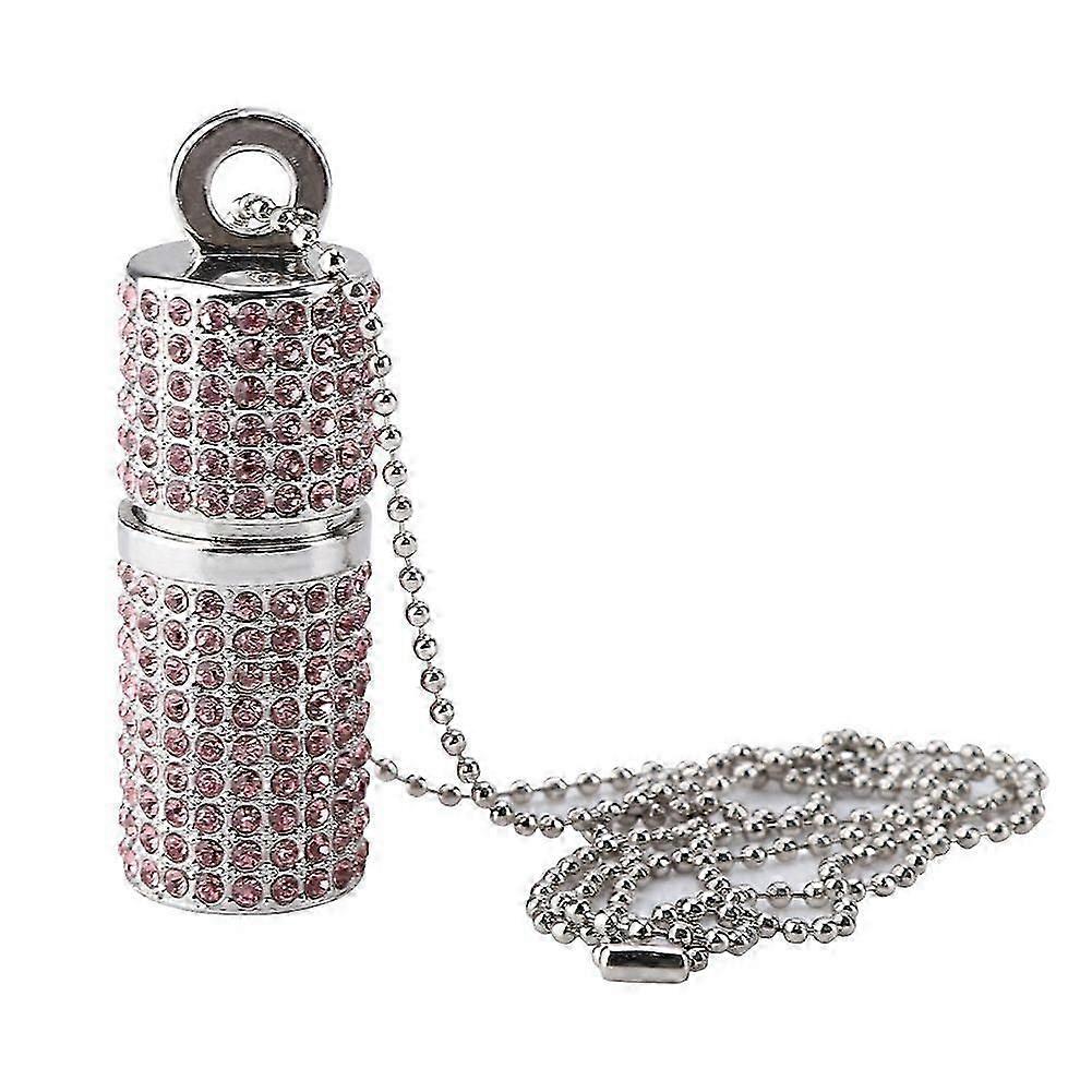 Pink Cylindrical Rhinestone Portable USB Flash Drive High Speed U Disk Memory Stick (64G)