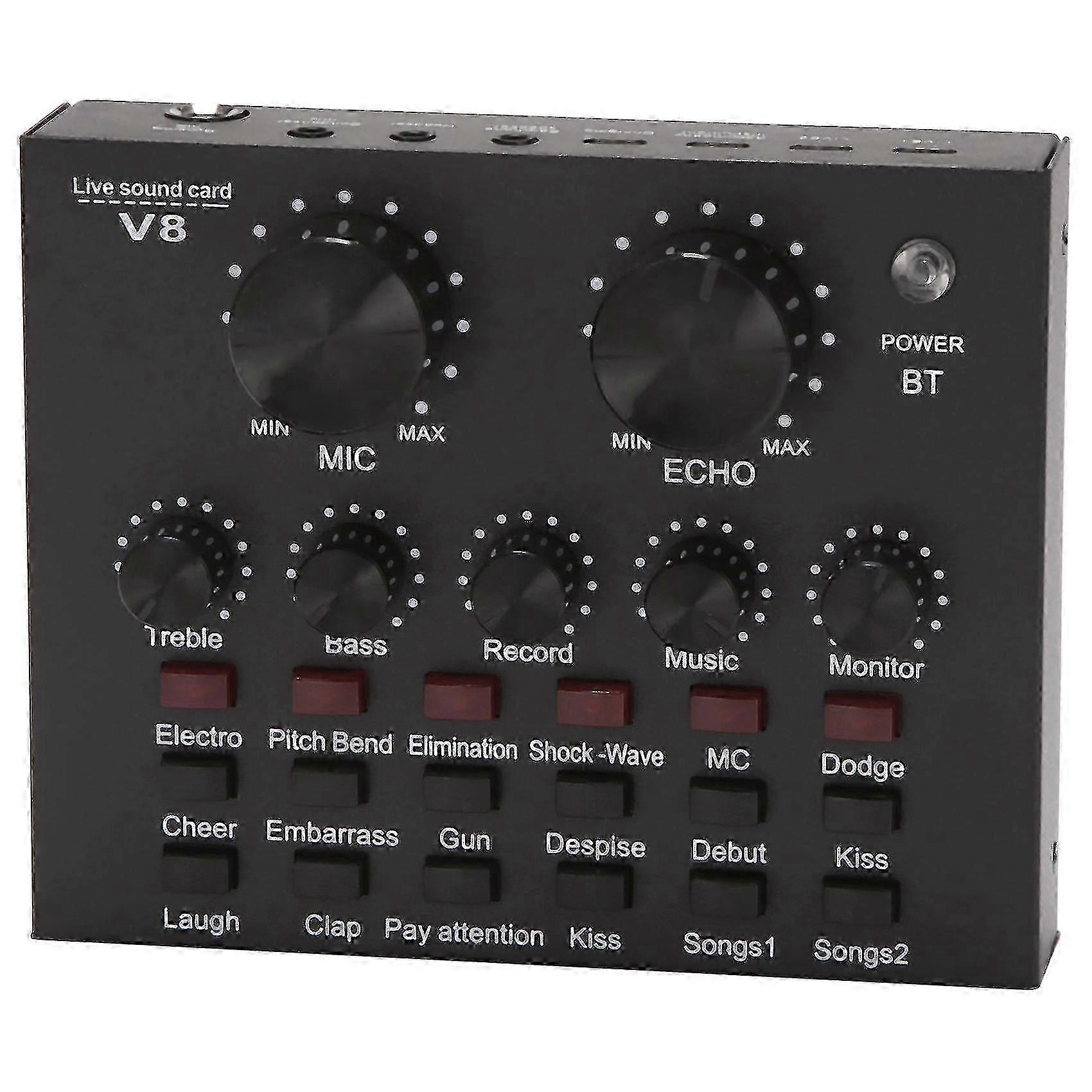 V8 Sound Card Audio Set Interface External Usb Live Microphone Sound Card Bluetooth Function For Computer Pc Mobile Phone Singing Recording