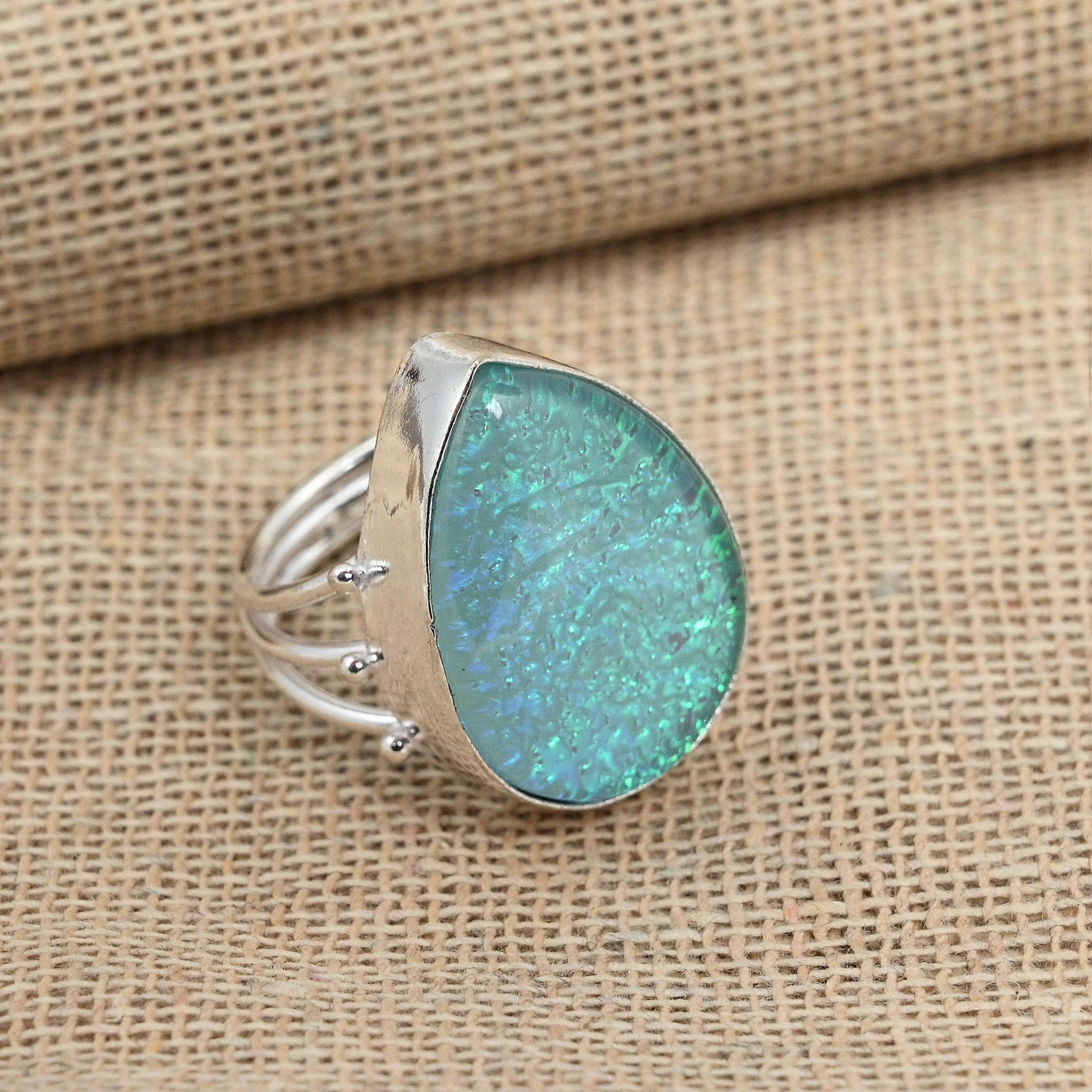 Blue Triplet Opal Awesome Gemstone Jewelry 925 Solid Sterling Silver Handmade Ring