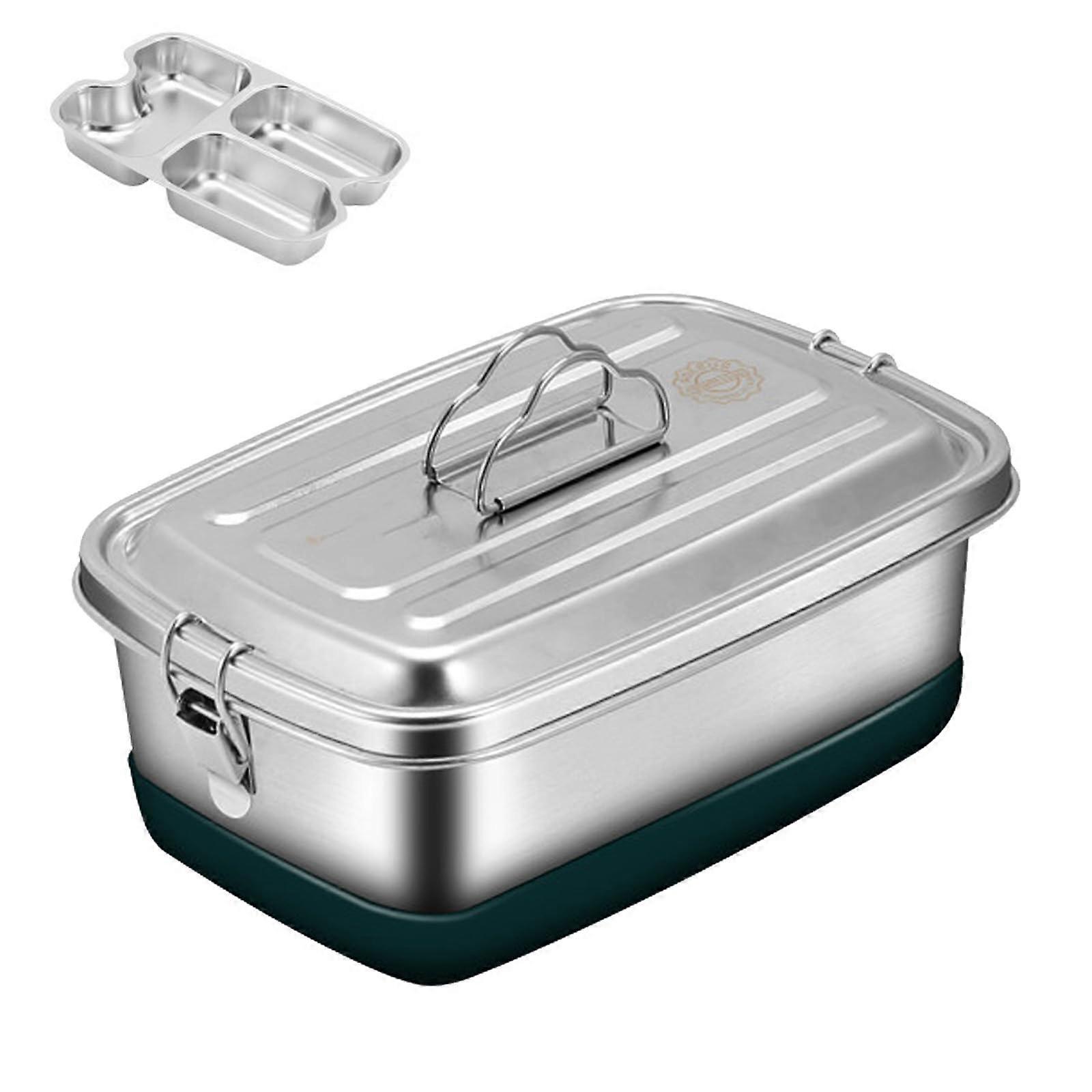 Stainless Steel Lunch Box Double Layer Bento Box With Compartments Leak Proof Food Container For Adults And Kids