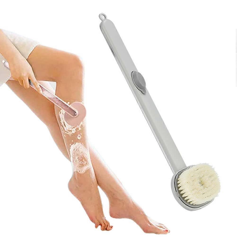 Shower Brush with Long Handle and Soap Dispenser for Back Scrubbing and Body Exfoliation in Bath