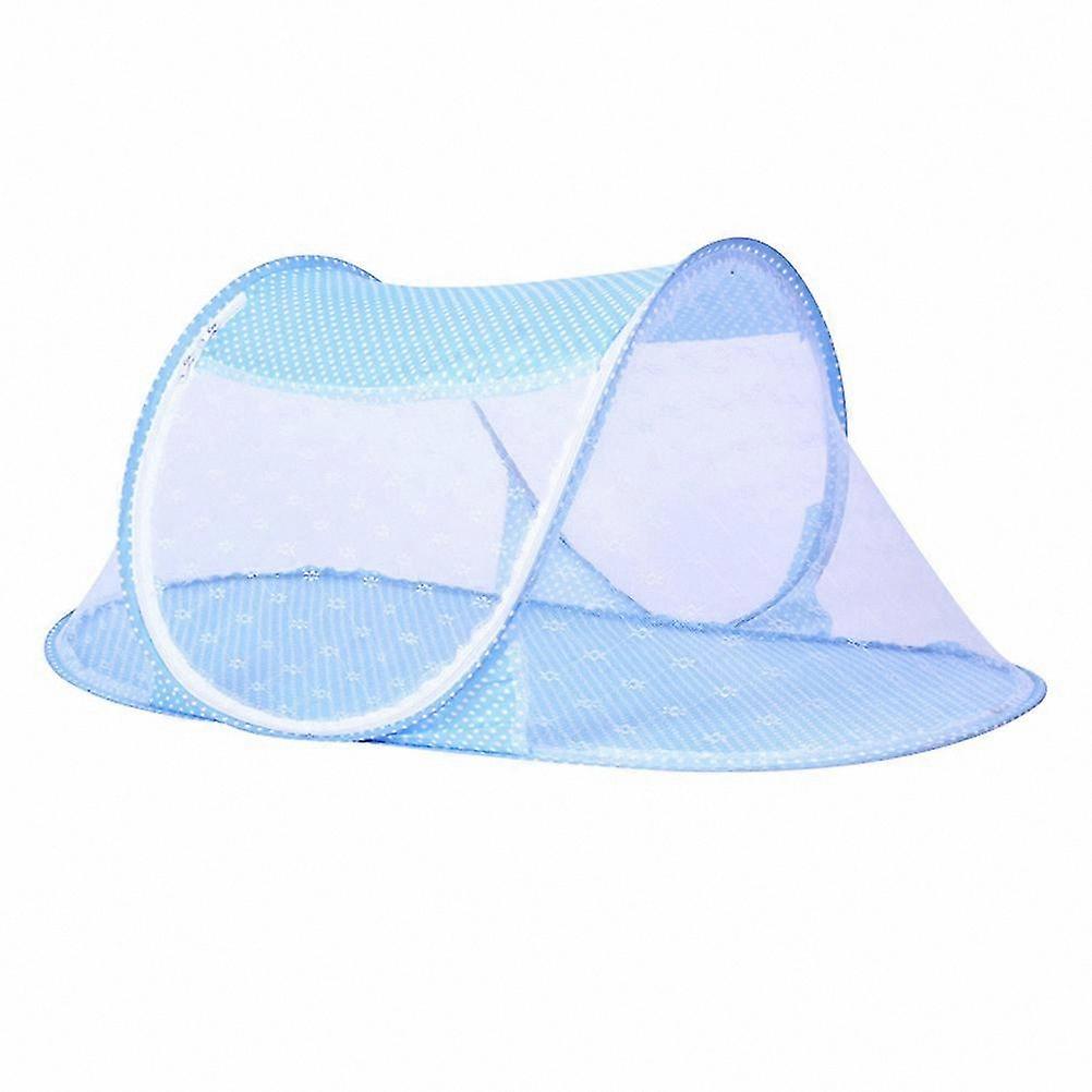 Portable Folding Baby Cradle with Mesh Netting for Mosquito Protection - Summer Infant Bedding Solution (Blue)
