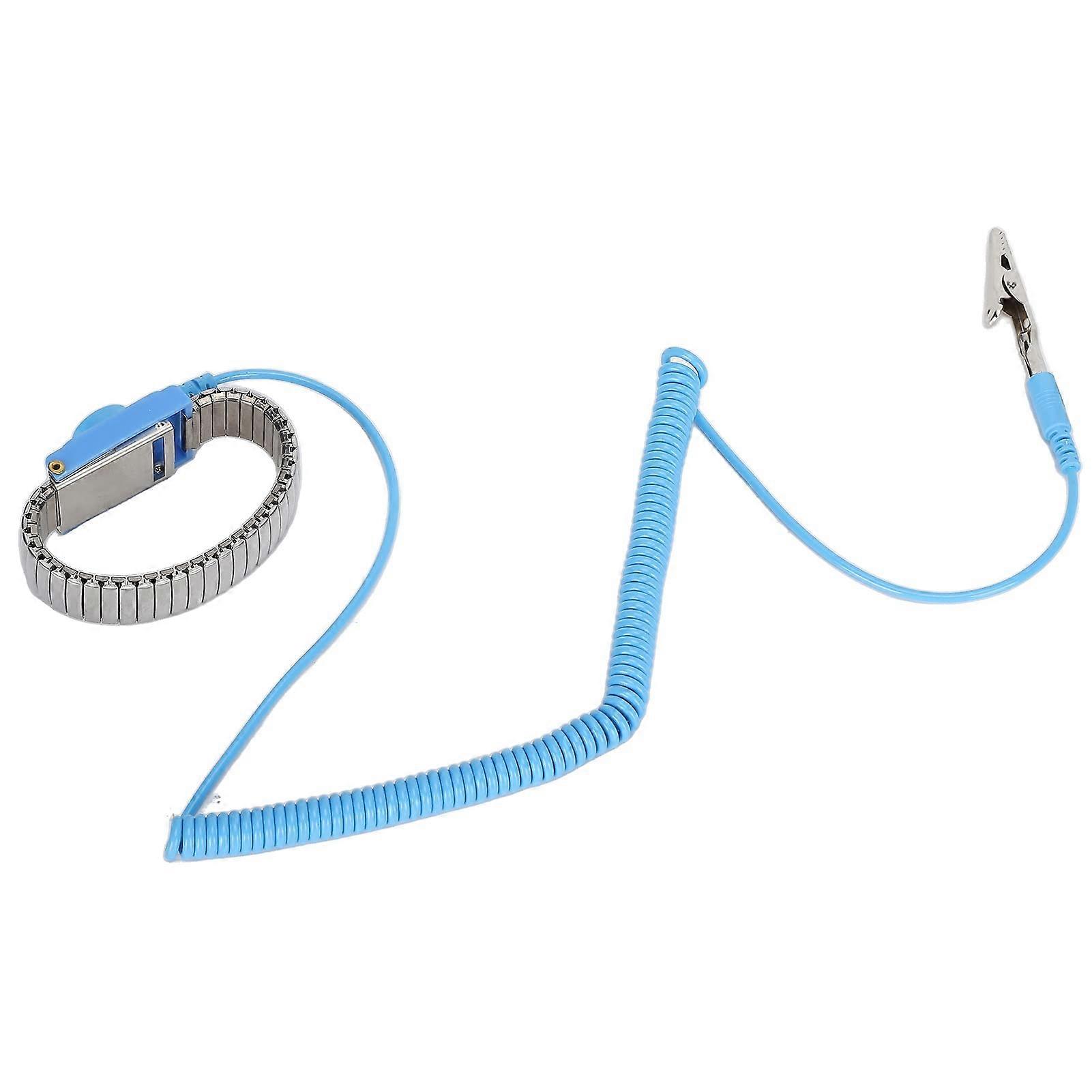 Anti Static Wrist Strap with Adjustable Stainless Steel Band for Electronics  and ESD Protection Silver Blue