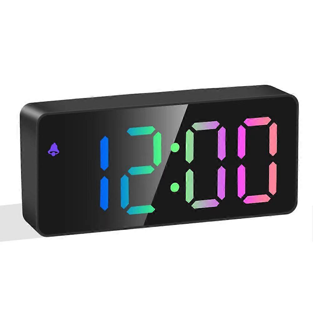 Rainbow Colored LED Digital Alarm Clock, Adjustable Volume,Black