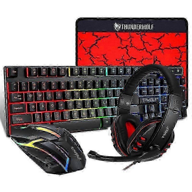 T-WOLF TF-800 4 in 1 Gaming Luminous Keyboard Mouse Headset Set