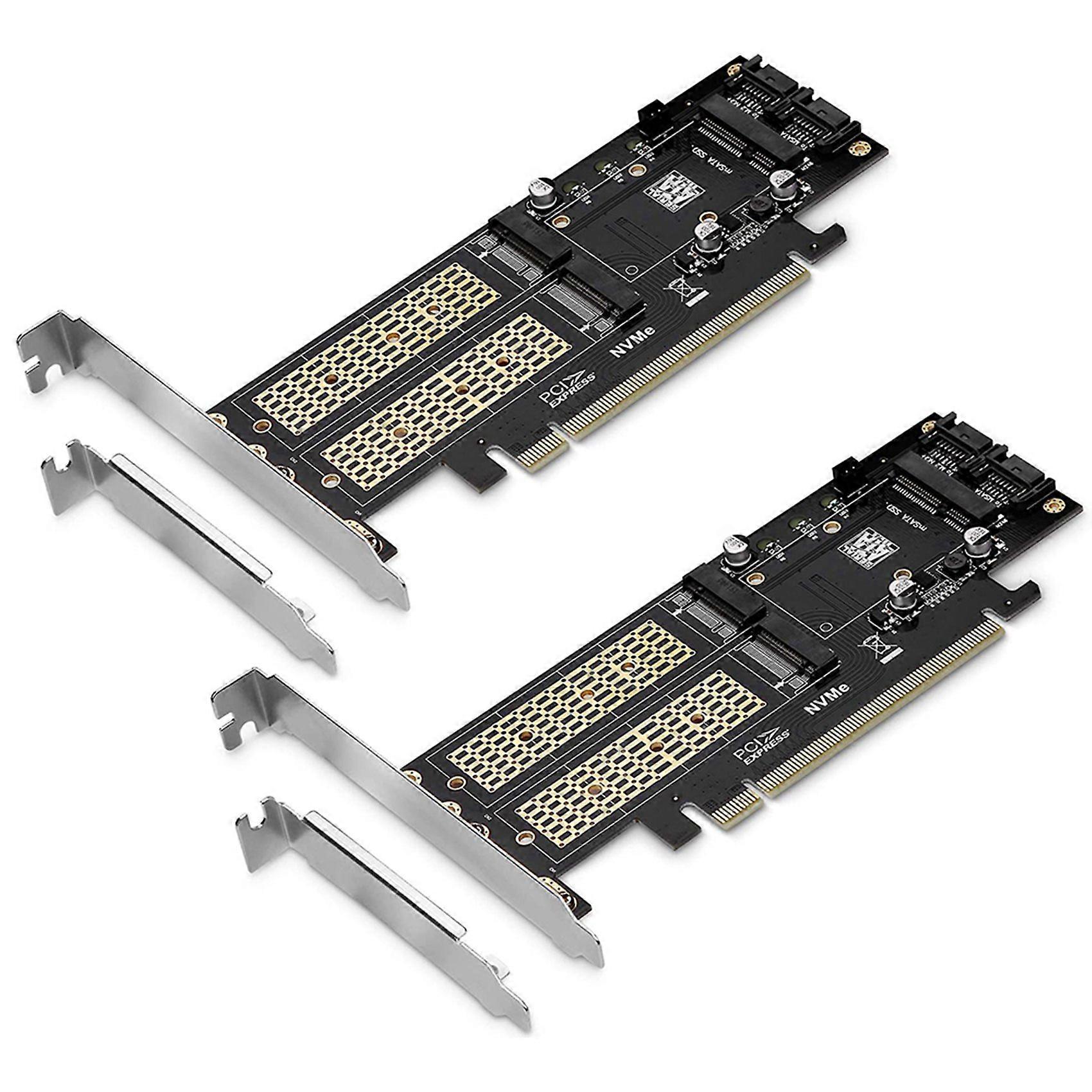 2X NGFF and MSATA SSD Adapter Card,M.2 NVME to PCIE/M.2 SATA SSD to SATA III/MSATA to SATA Adapter f