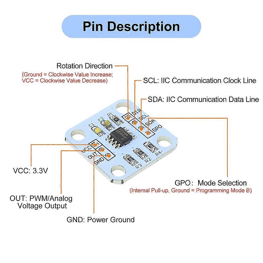 AS5600 Magnetic Encoder 3.3V 12bit High Precision Magnetic Induction Angle Measurement Sensor Module 8Set
