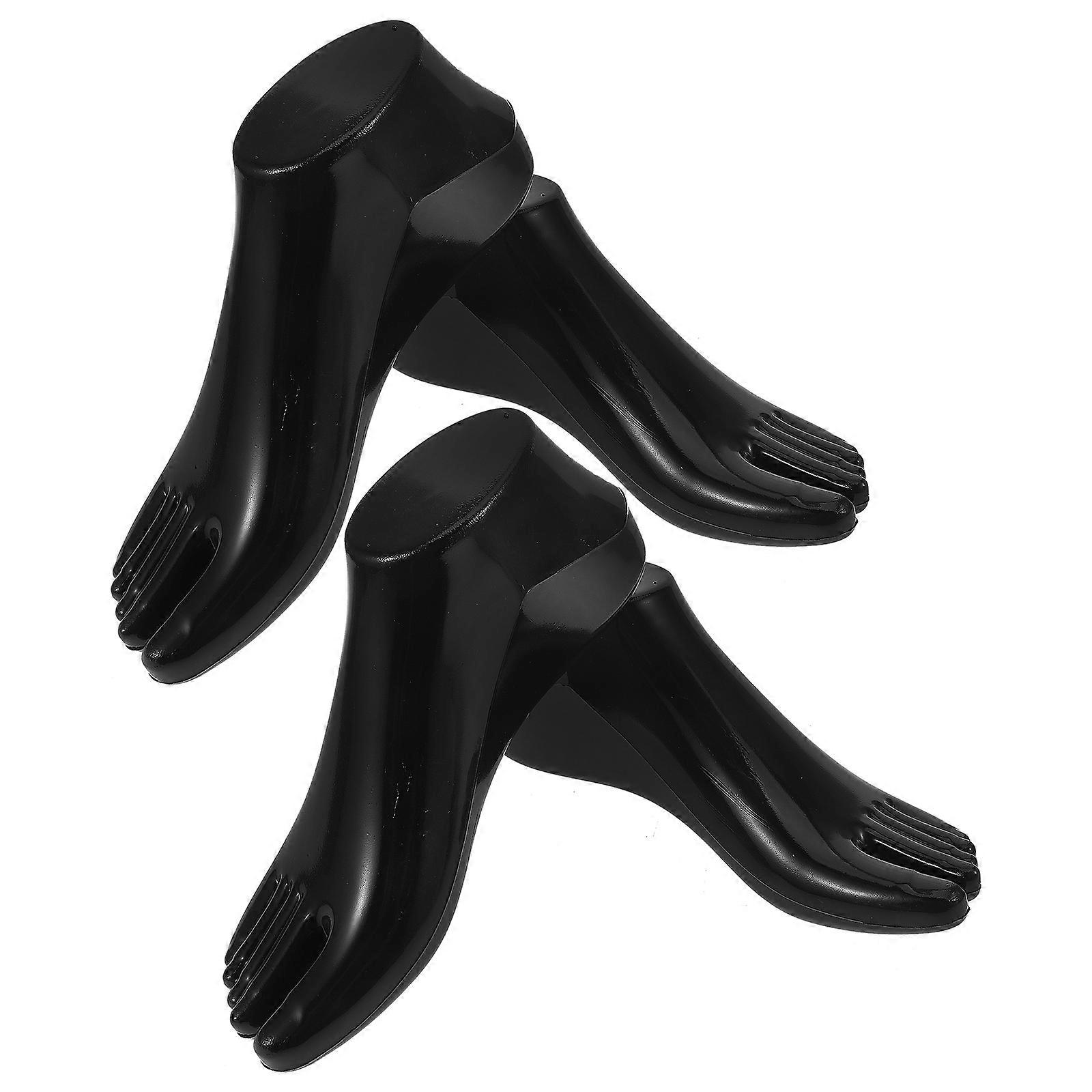 Foot Mannequin Shoe Display Holder for Store Use 2Pairs Sock Model Black
