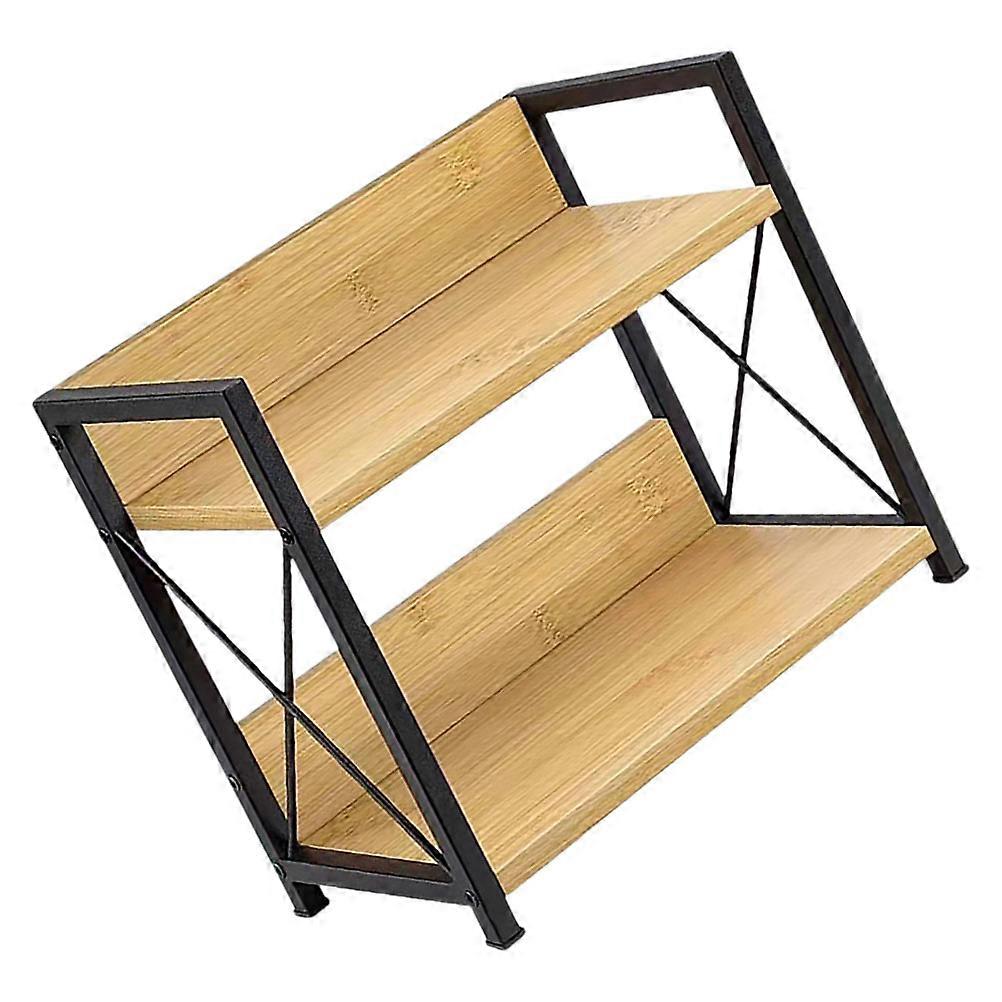 Coffee Bar Organizer Wooden Shelf for Versatile Kitchen Storage 2-Tier