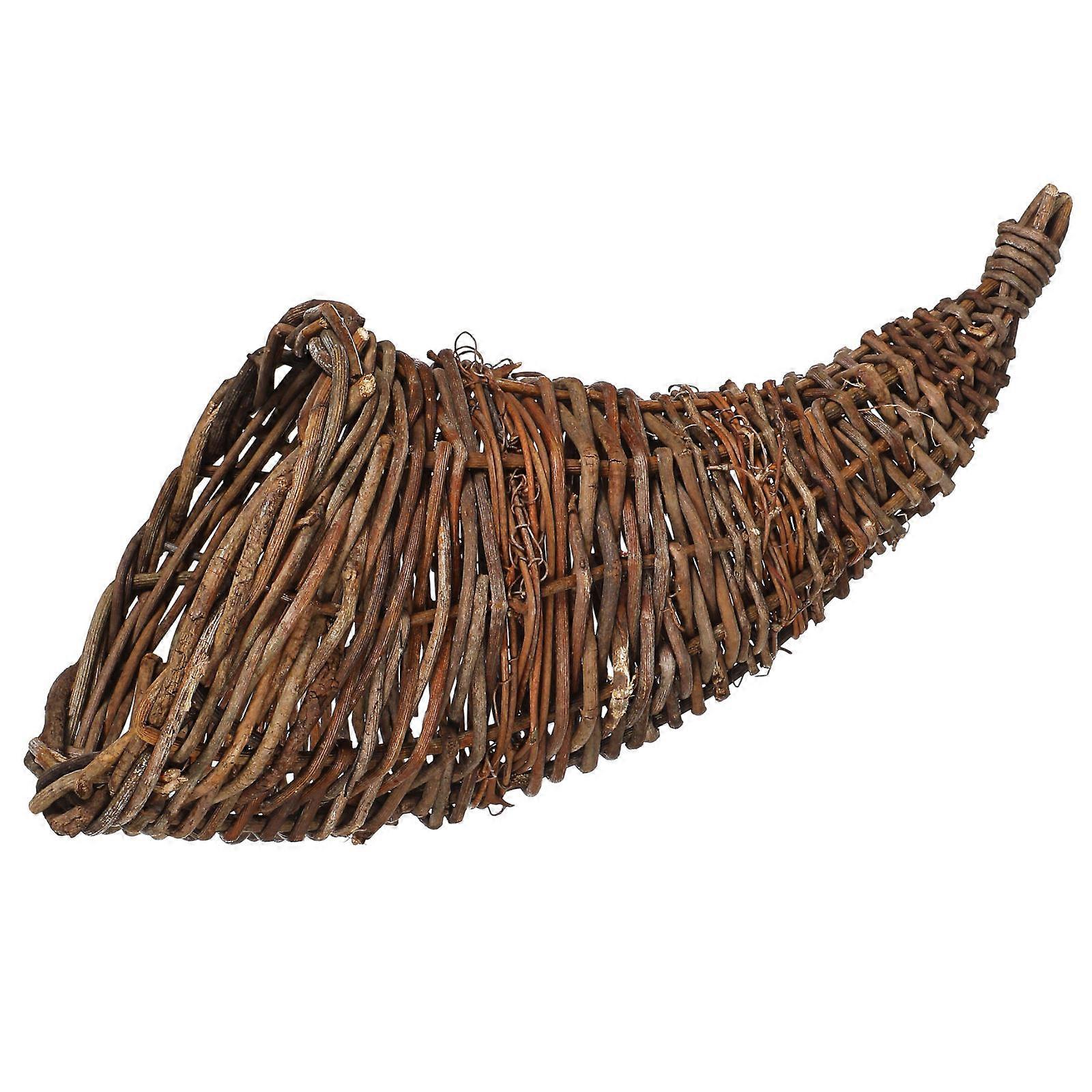 Rattan Cow Horn Shaped Basket for Multifunctional Storage