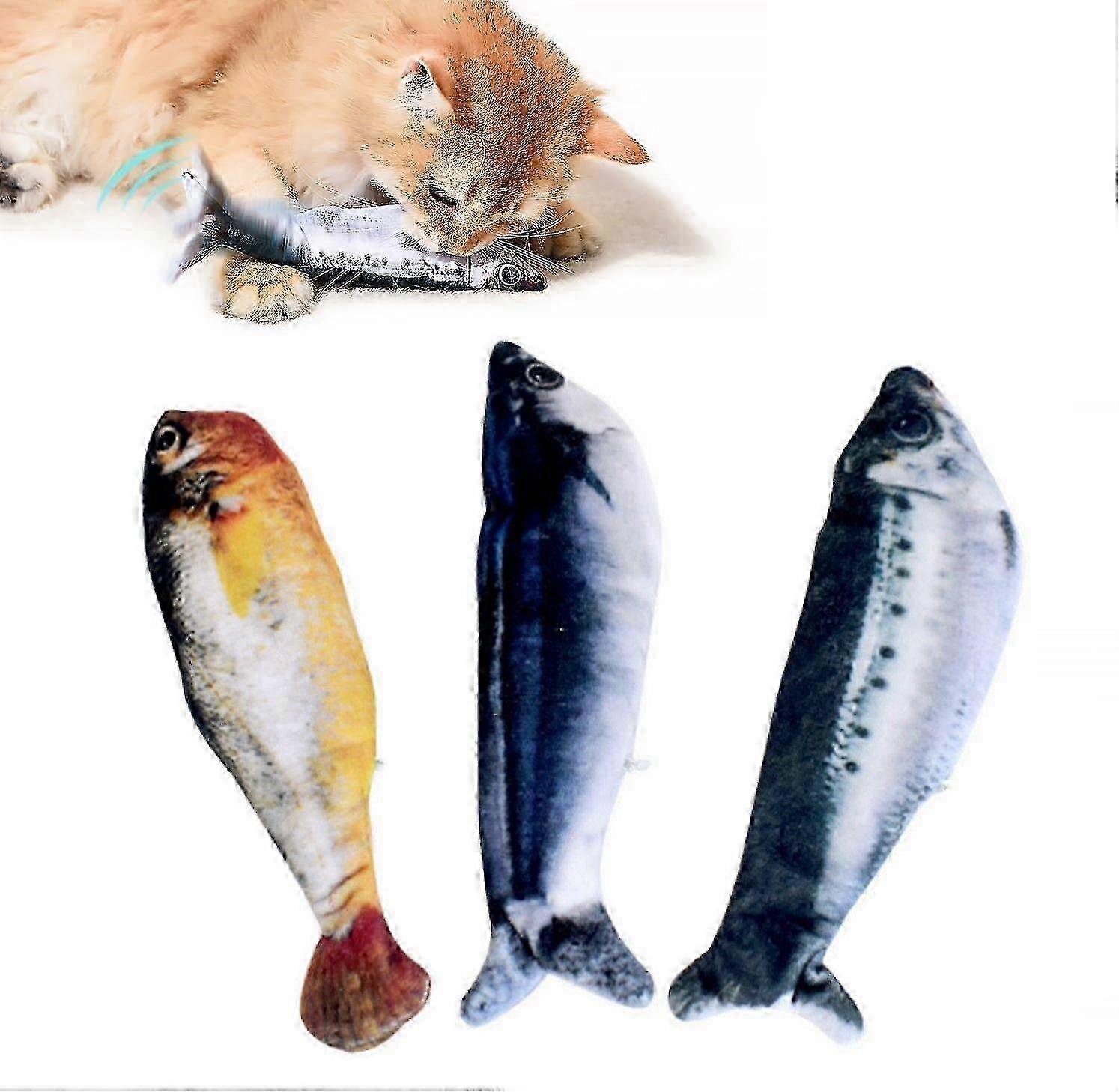 Bite-Sized Realistic Flopping Fish Cat Toys, Interactive Cat Toys for All Breeds, Tap-Activated 3 Flapping Mode, Sardine/Saury/Yellow Croaker, Recharg