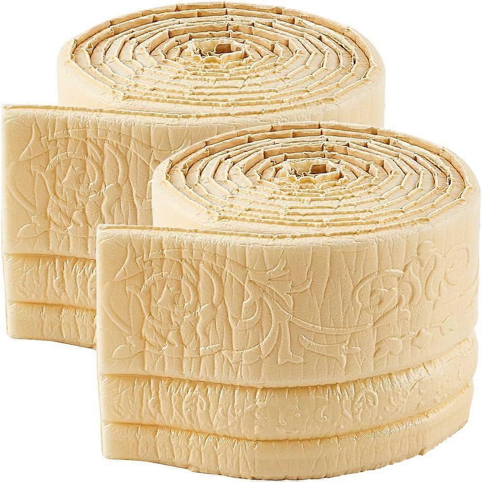 2 Rolls 91x4 Inch Molding Peel and Stick Beige 3D Wall Edging Foam Flexible Wallpaper Border Mirror Edging Frame Lines Wall Base Ceiling Baseboard for