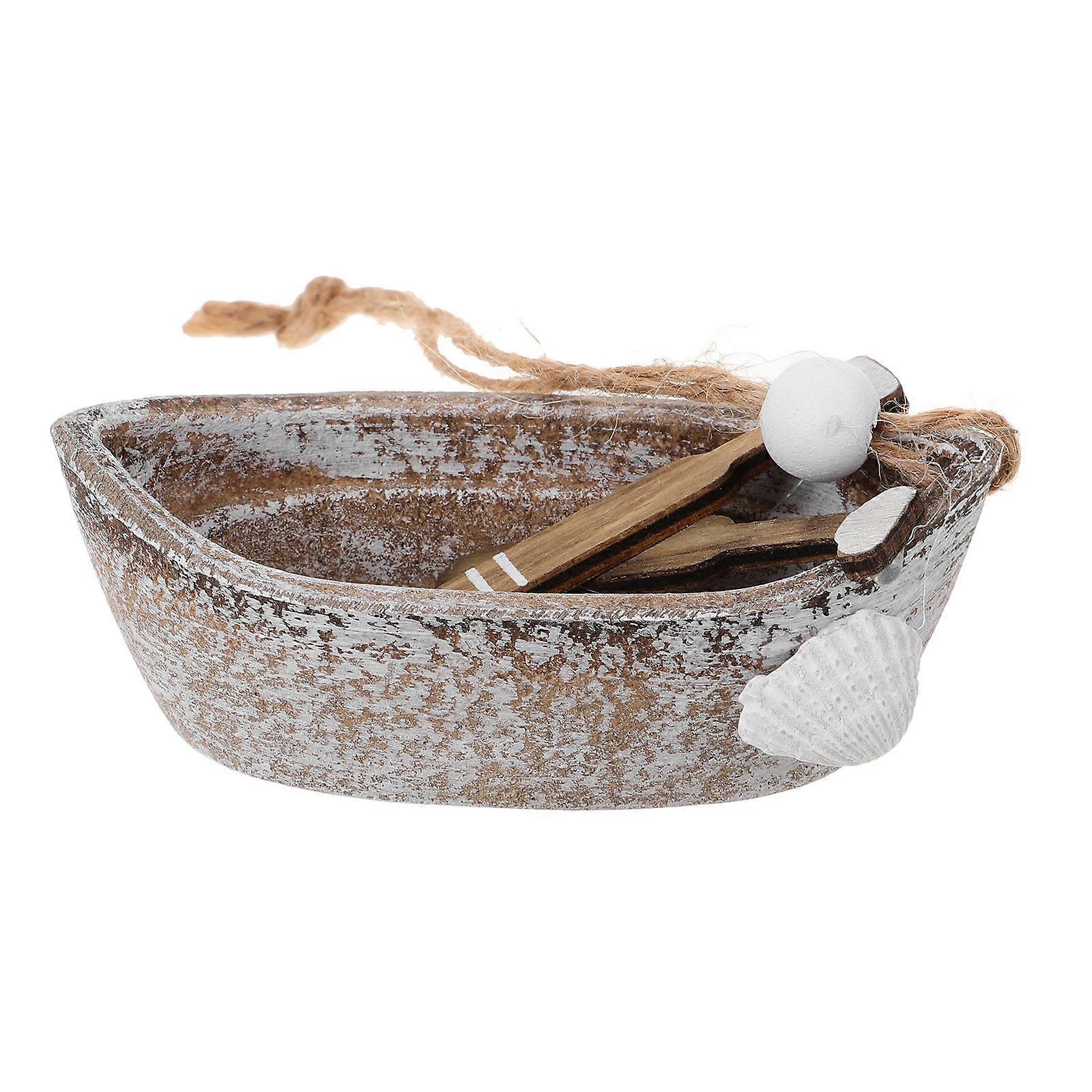 Miniature Boat Model for Decor Ocean Style with Paddles