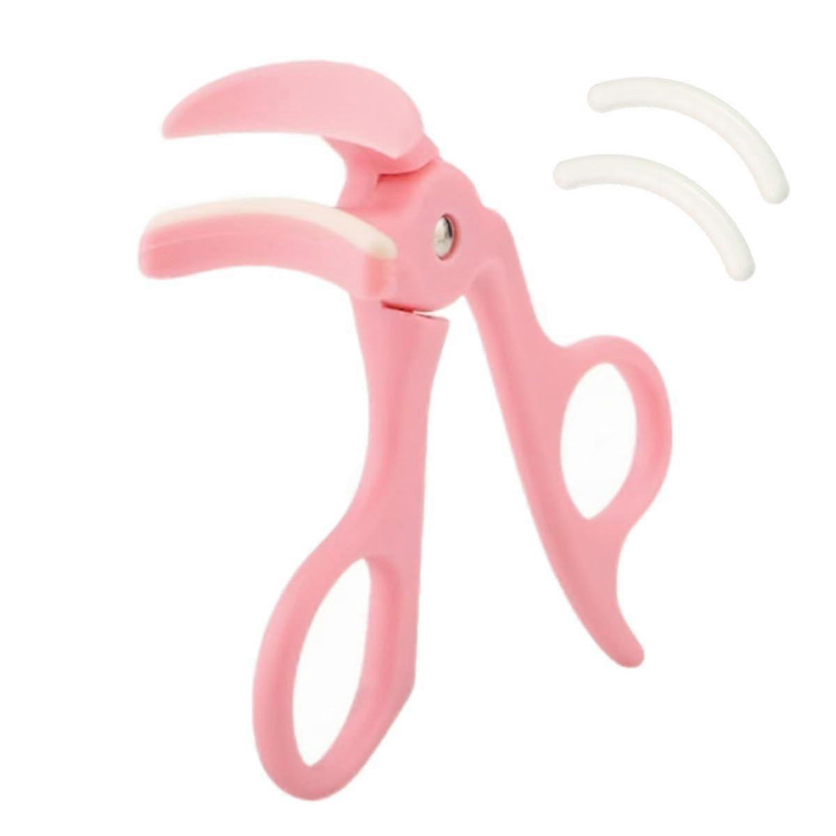 Eyelash Curler with Ergonomic Comfort Grip and Gentle Silicone Pads, LongLasting Curl for All Eye Shapes, Pink with 2 Replacement Pads