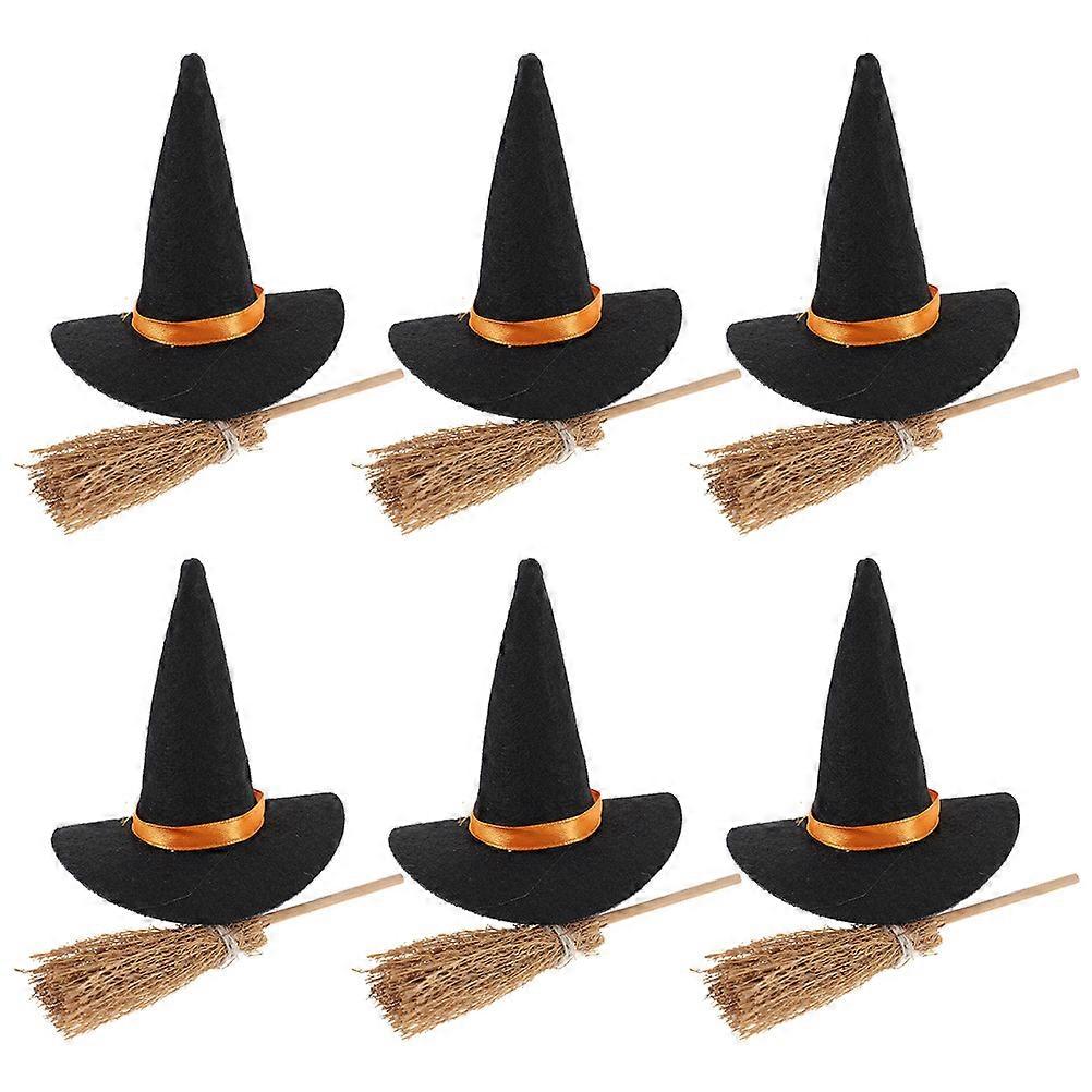 Halloween Hats and Brooms Set for Witch Decor 1Set