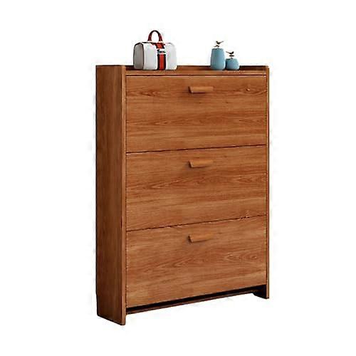 Wooden Shoe Storage Cabinet with Doors, SpaceSaving Narrow Shoe Rack for Entryway, Adjustable Shelves