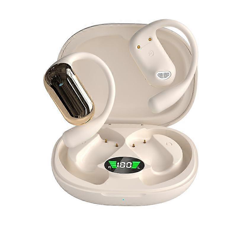 Model Hanging Ear Bluetooth Earphones OpenEar Design Non Bone Conduction Noise Reduction Khaki One Size