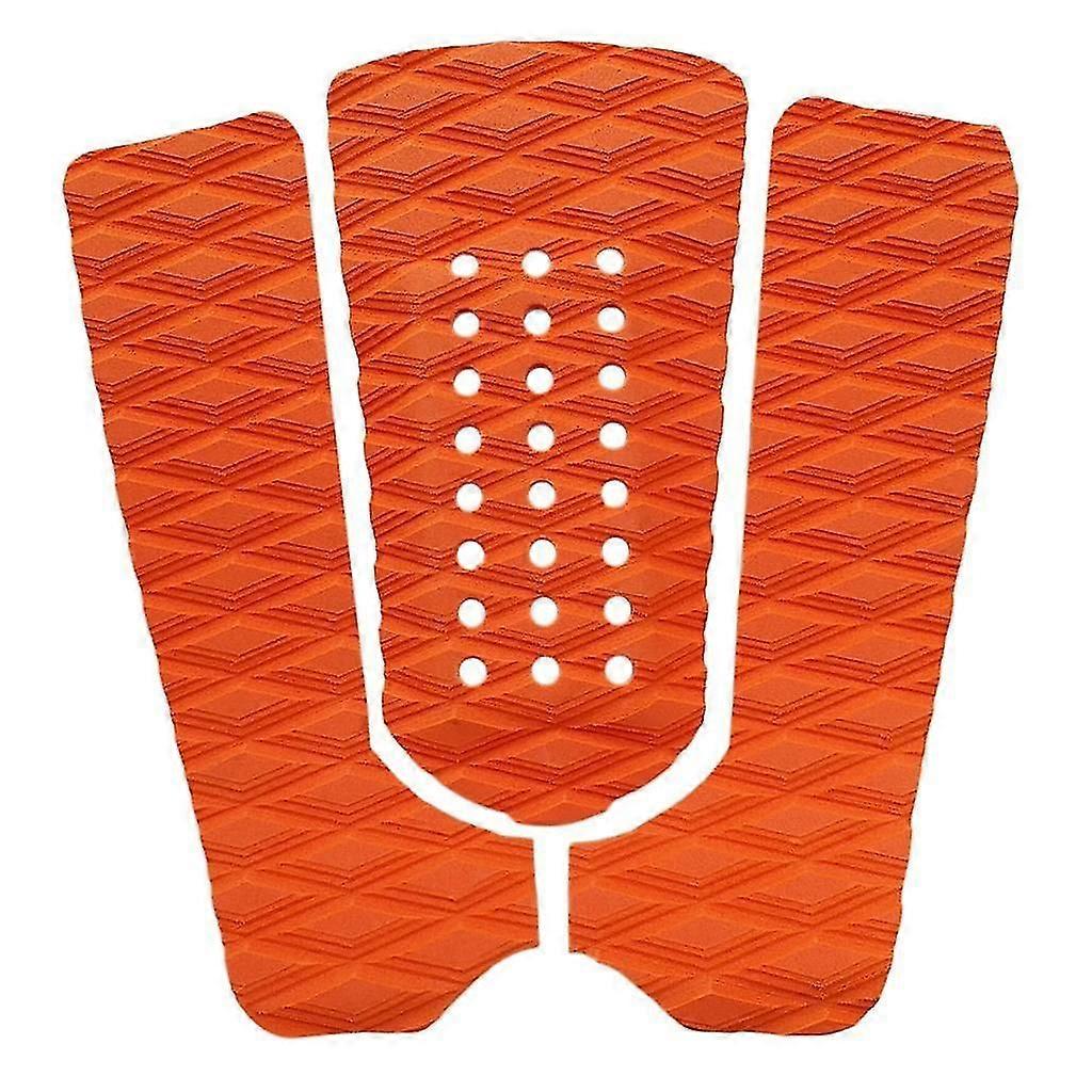 3 Pieces Surfboard Traction Tail Mat Deck Grip Stomp Pad Paddleboard Orange