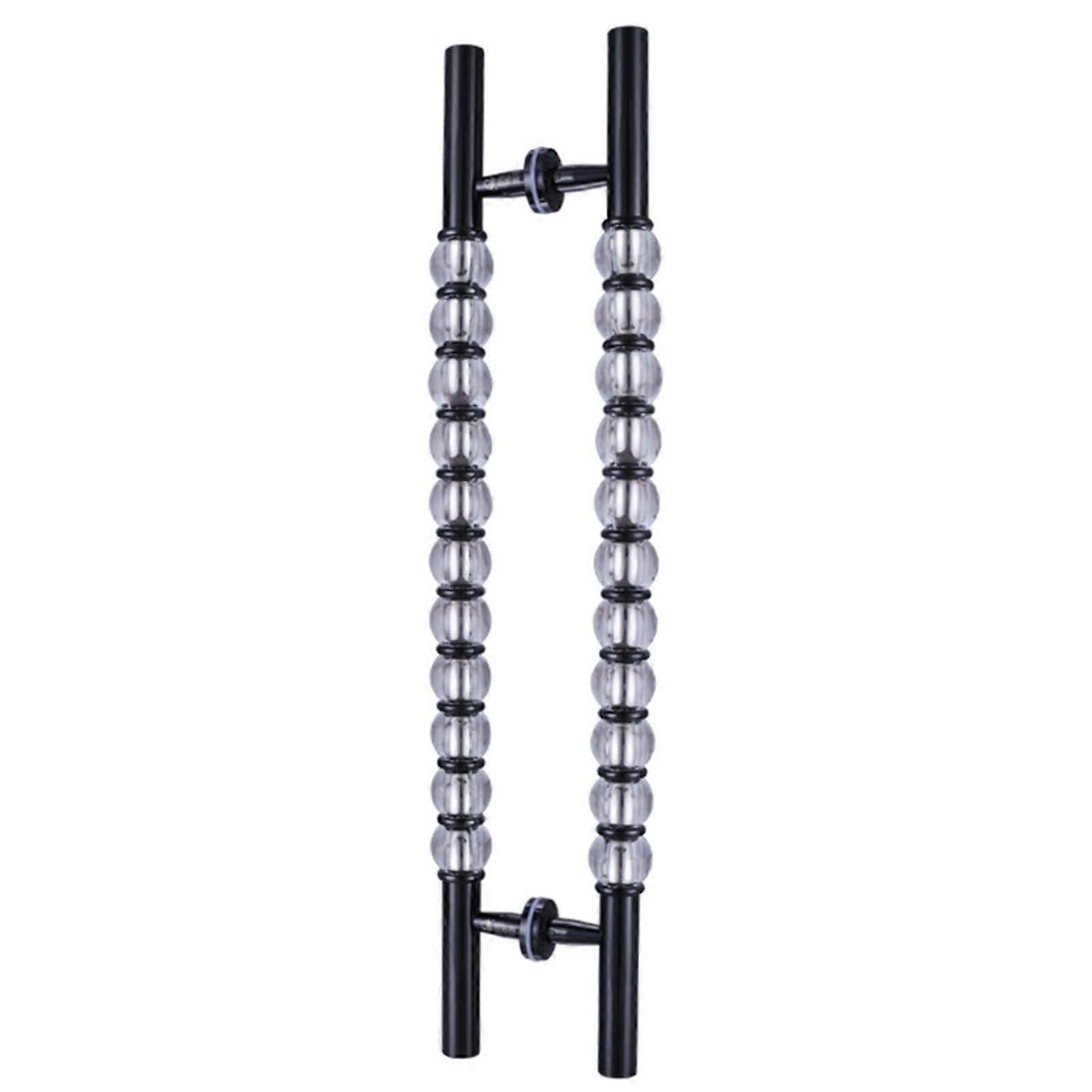 Barn Door Handle Modern Crystal Glass Pull, Double Sided Stainless Steel, Black 120cm RustResistant