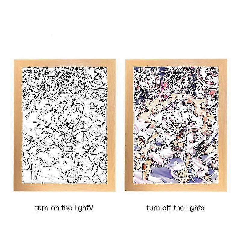 Five Gears Luffy One Piece Ins Creative Lighting Maleri DIY Night Light Lading Art Atmosfære Lysende Maleri Hengende Maleri