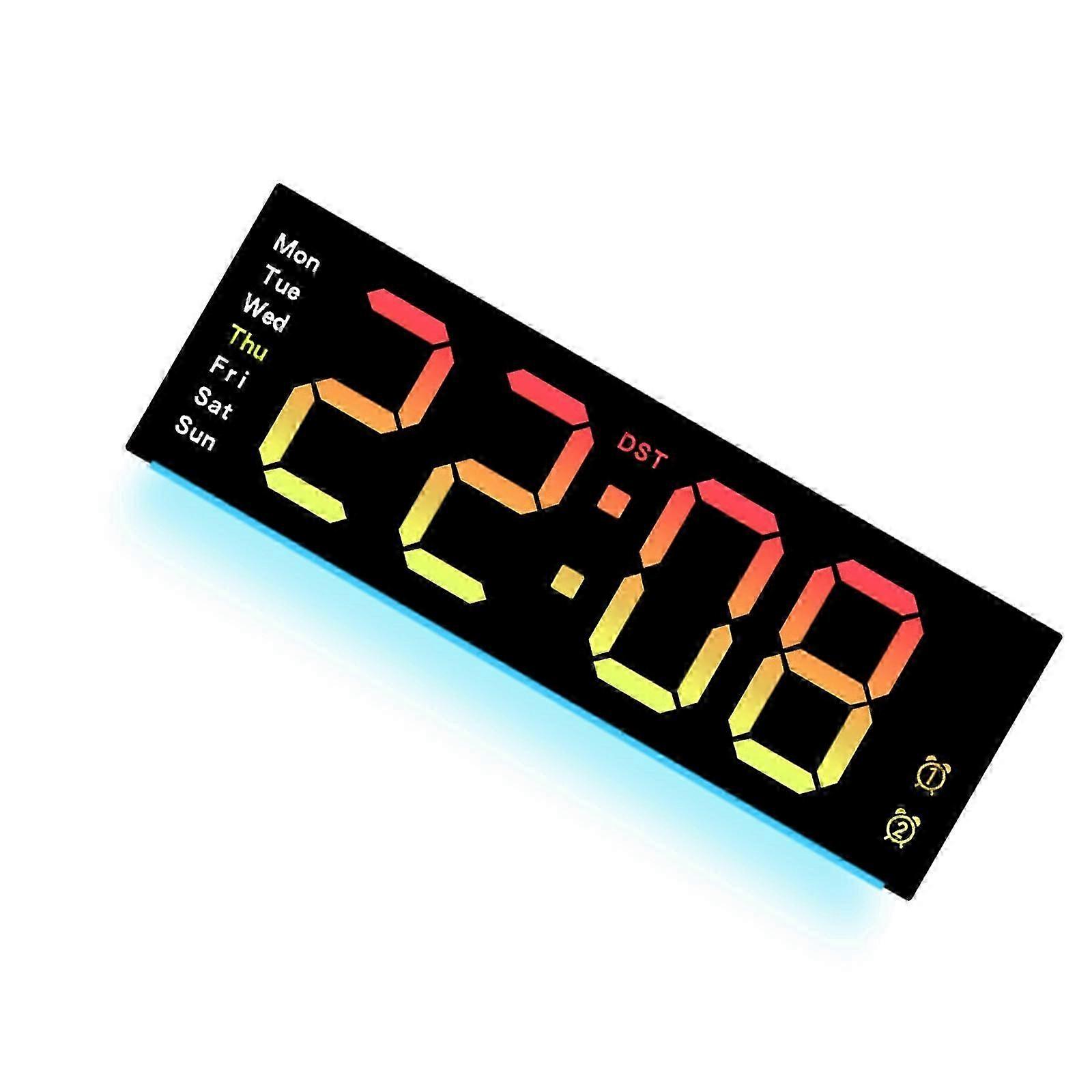 Modern LED Digital Clock With Ambiences Lighting Temperature Humiditys Monitor Large Display For Home Decors White Cs fast