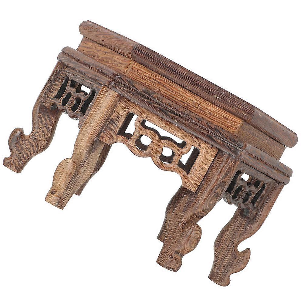 Six-Angle Table Base Wooden Sculpture Base for Storage