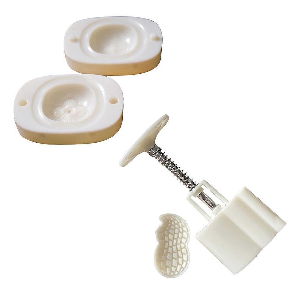 Moon Cake Mold Peanut Persimmon Design for Baking 2Pcs White Kitchen Tool