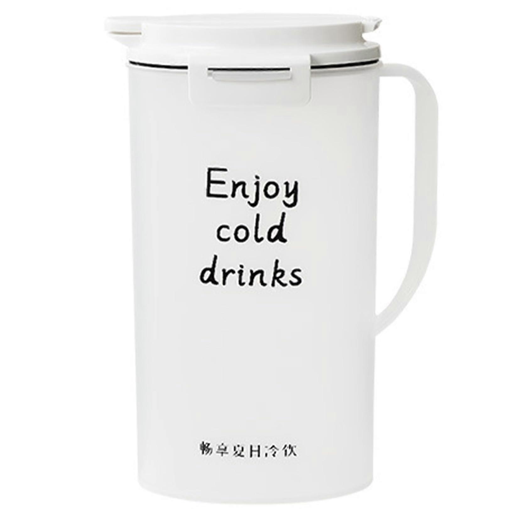 2L Plastic Water Pitcher with Handle for Hot and Cold Drinks, Large Capacity Tea Kettle White
