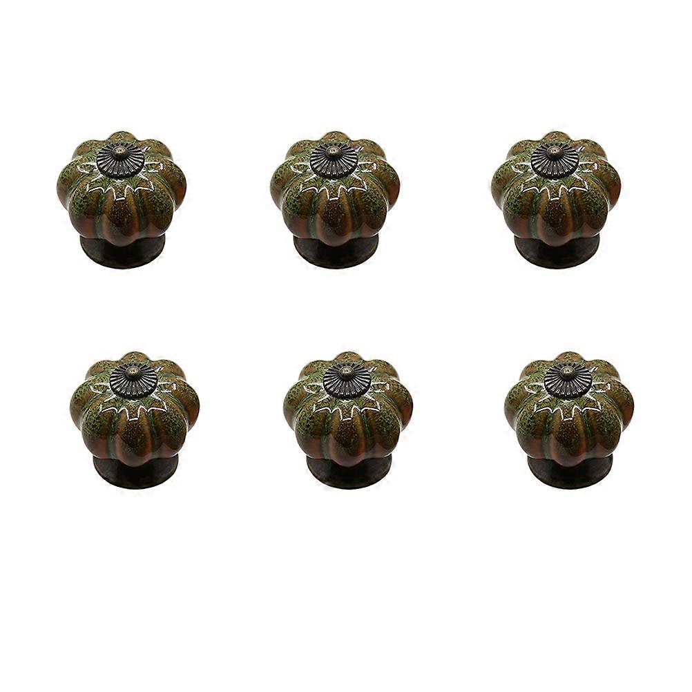 Drawer Knobs Ceramic Pumpkin Pattern Handle for 6Pcs Cabinet Knobs Set