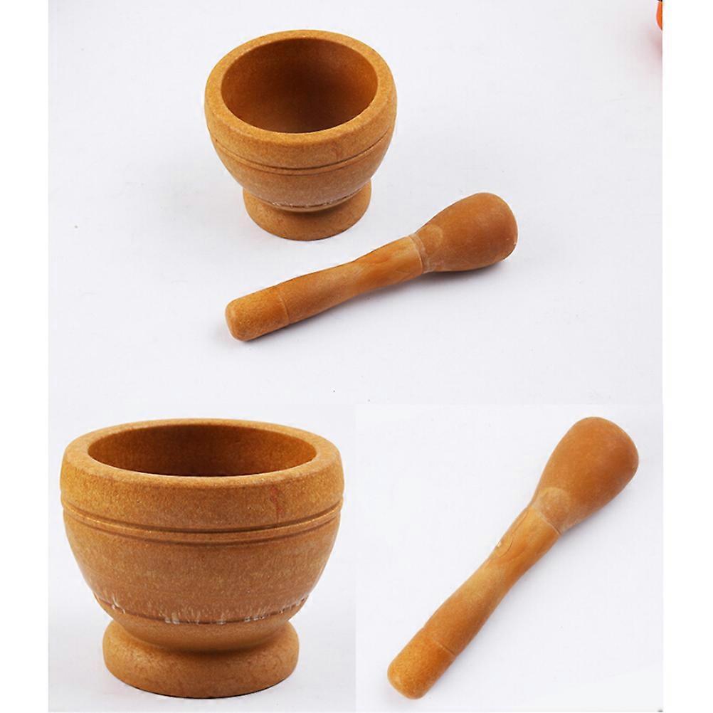 Kitchen Gadget Plastic Grinding Rod Grinder Bowl Round For Home Users 1Set